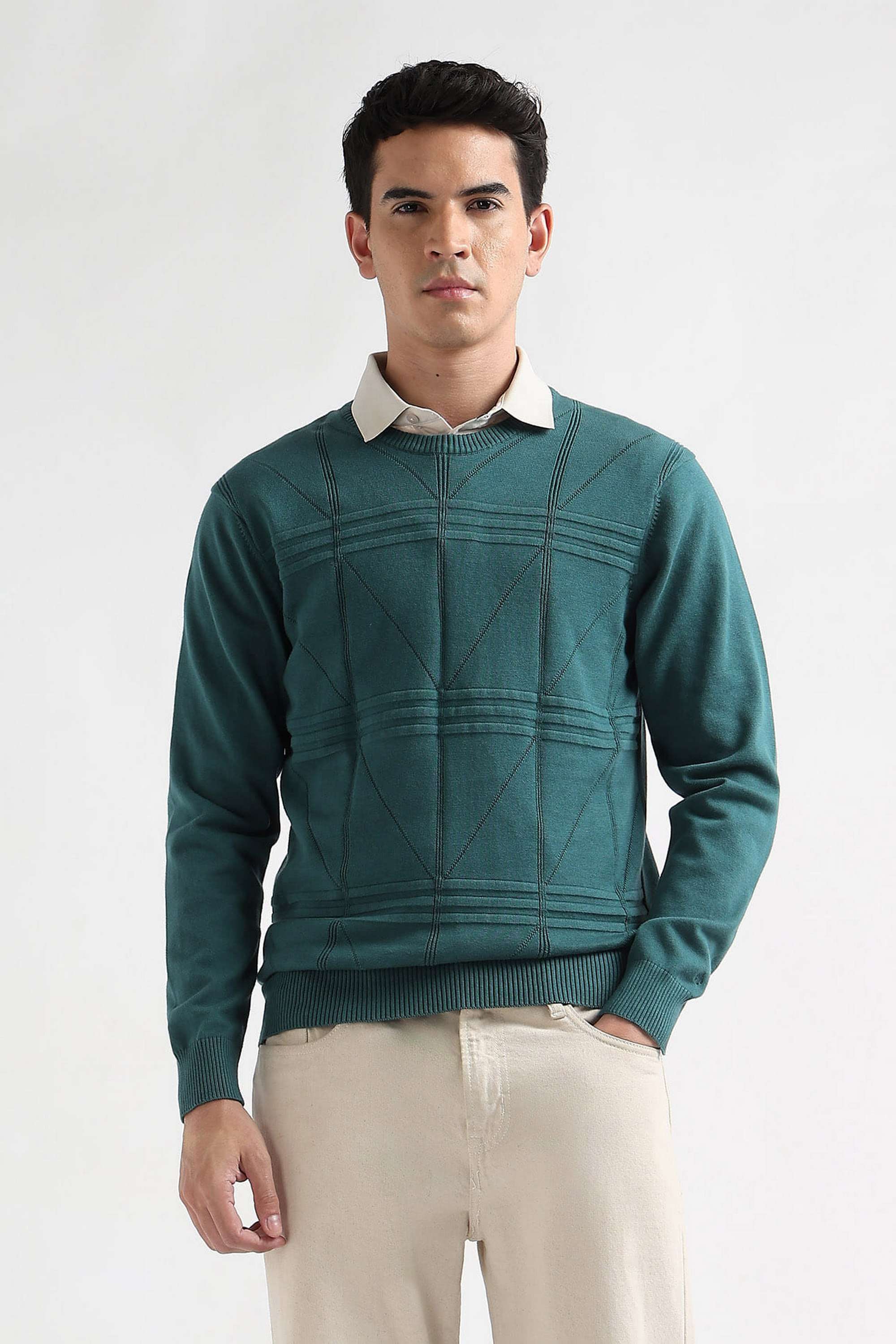 Textured-Cotton-Round-Neck-Men-s-Sweater
