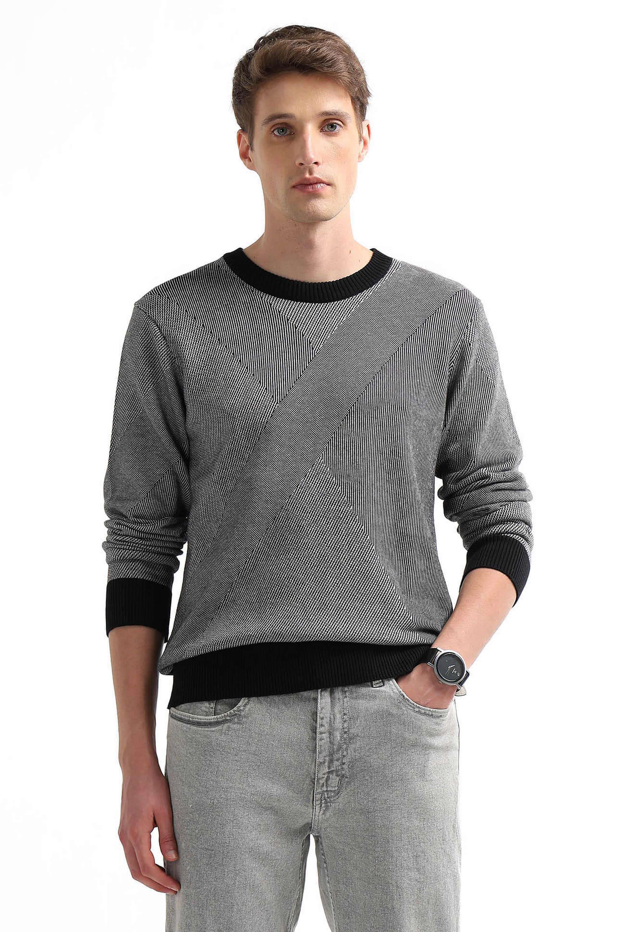 Color-Block-Cotton-Round-Neck-Men-s-Sweater