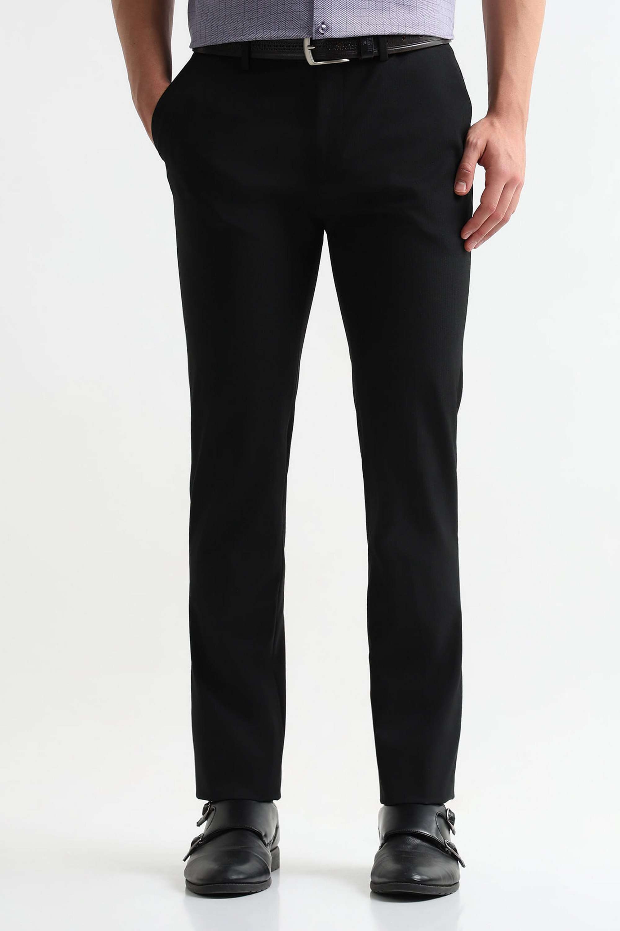 Solid-Polyester-Viscose-Regular-Fit-Men-s-Formal-Trousers