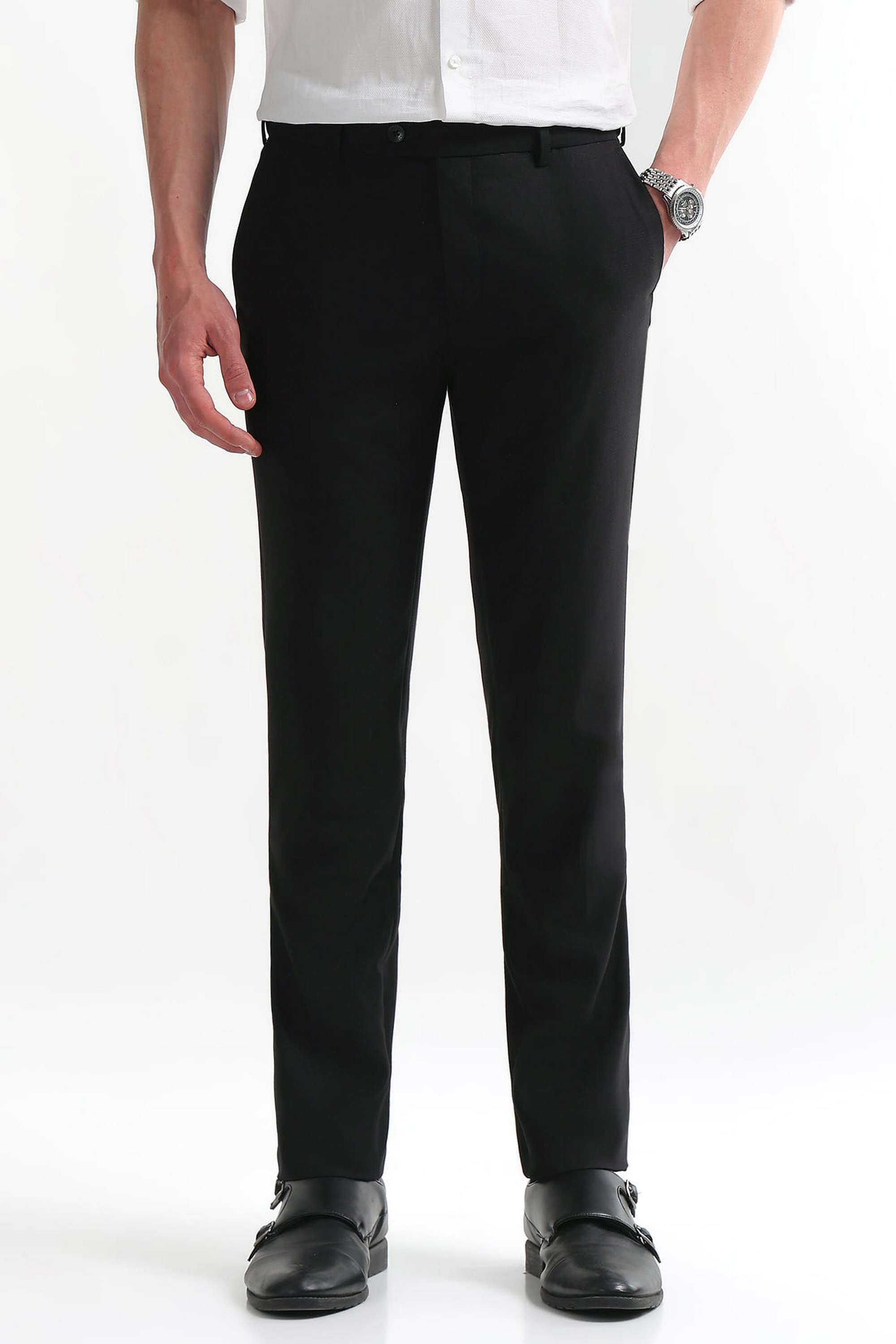 Textured-Polyester-Super-Slim-Fit-Men-Formal-Wear-Trouser