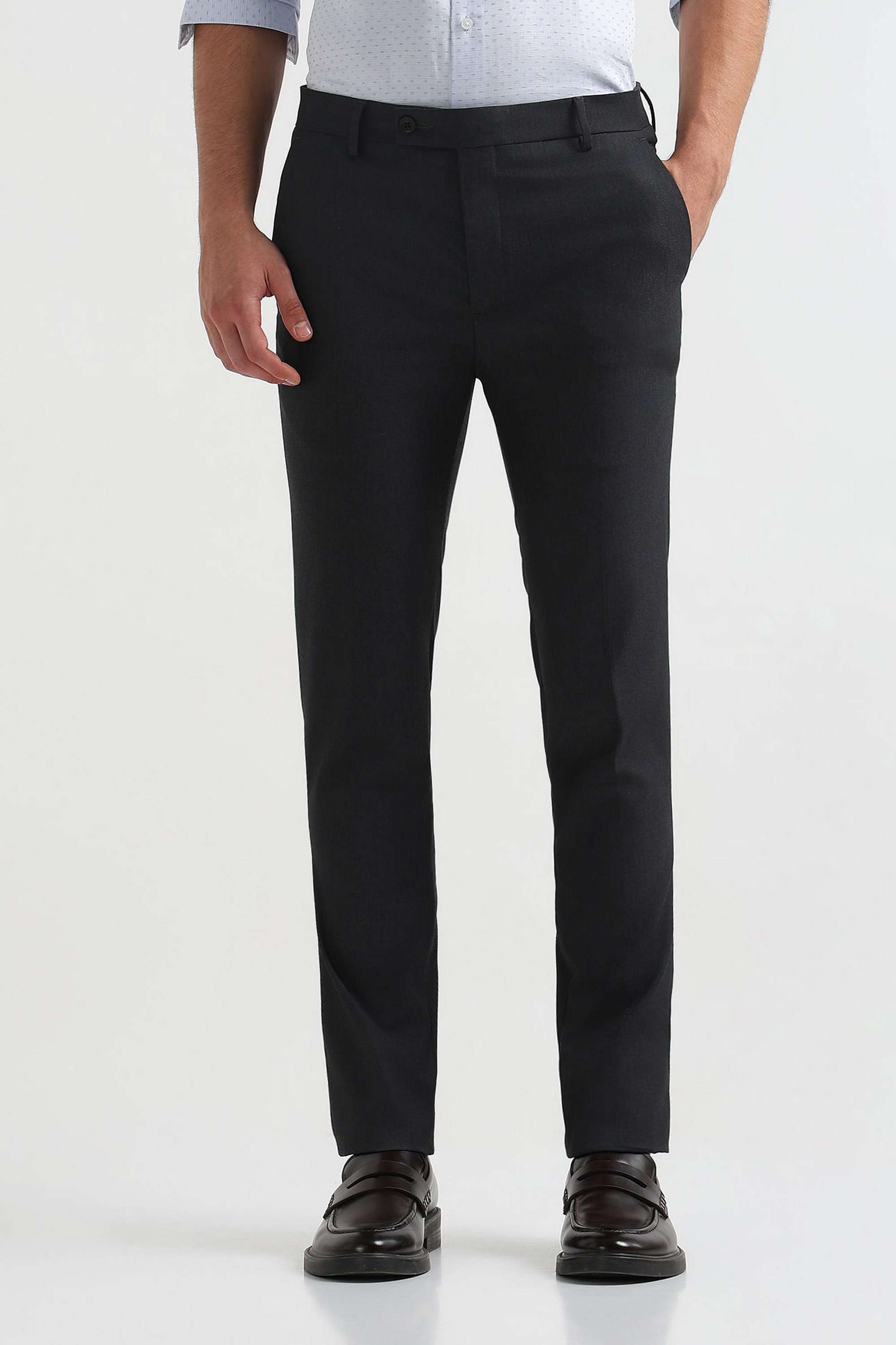 Solid-Blended-Fabric-Slim-Fit-Men-s-Casual-Wear-Trousers