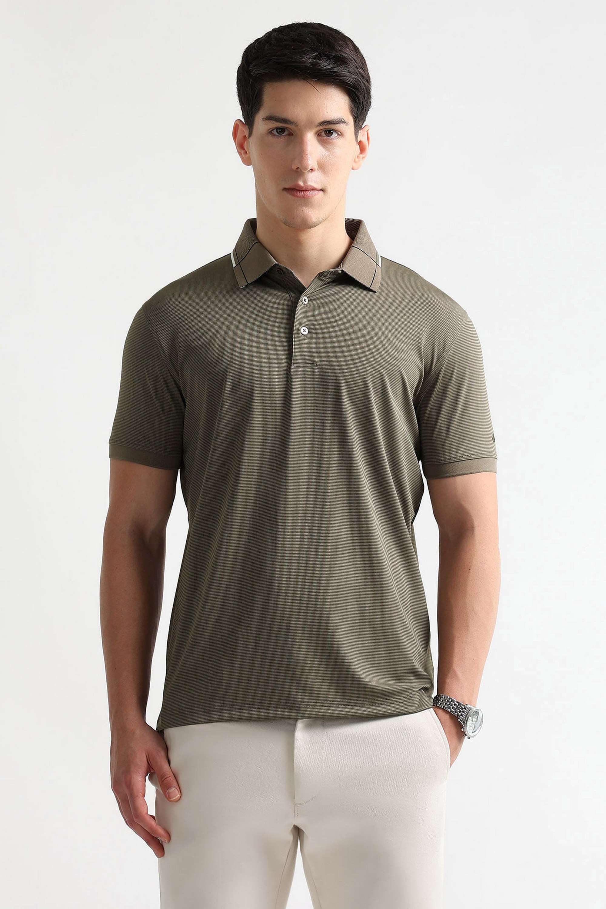 Solid-Cotton-Blend-Polo-Men-s-T-Shirt