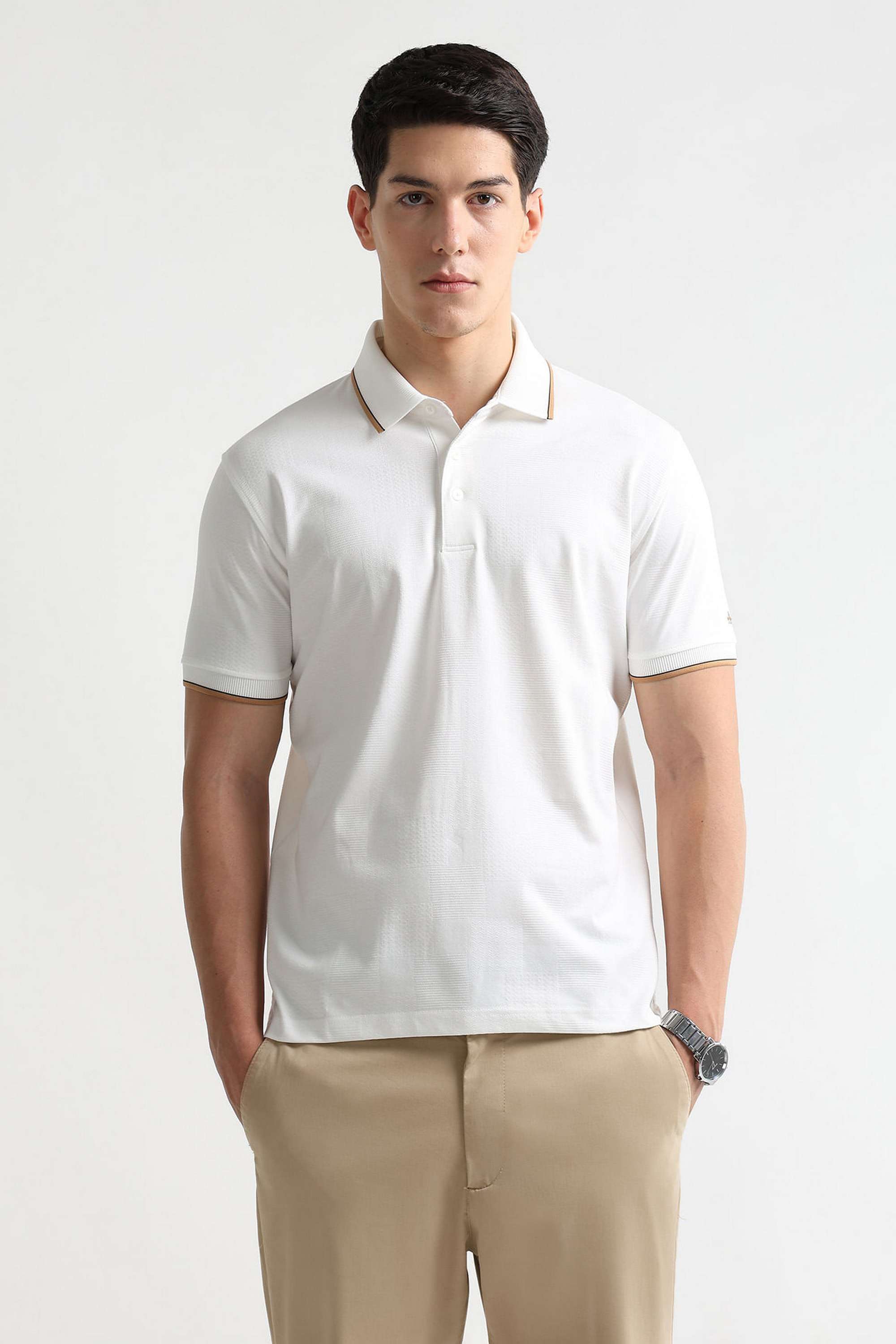 Solid-Cotton-Blend-Polo-Men-s-T-Shirt