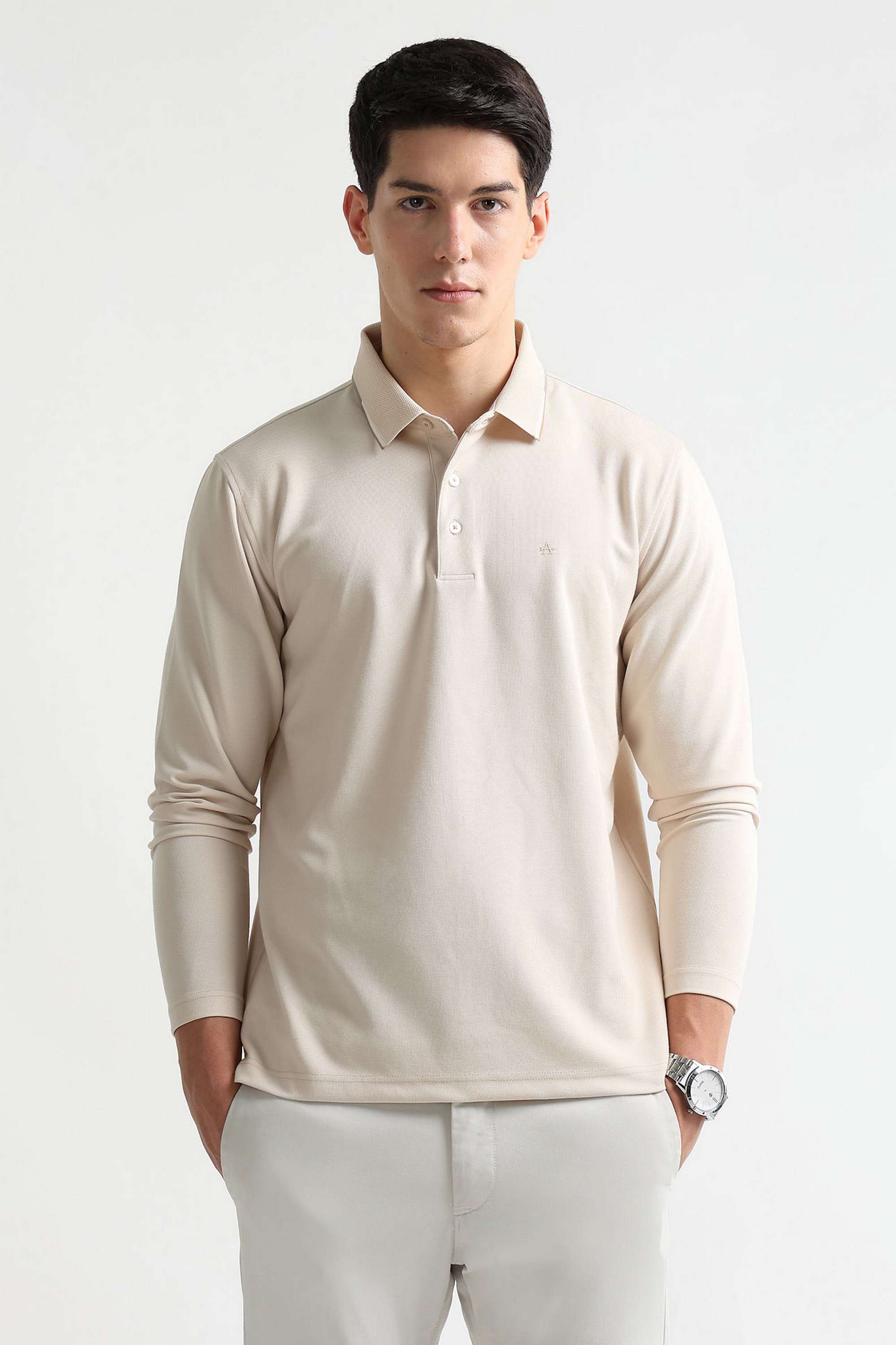 Solid-Cotton-Blend-Polo-Men-s-T-Shirt