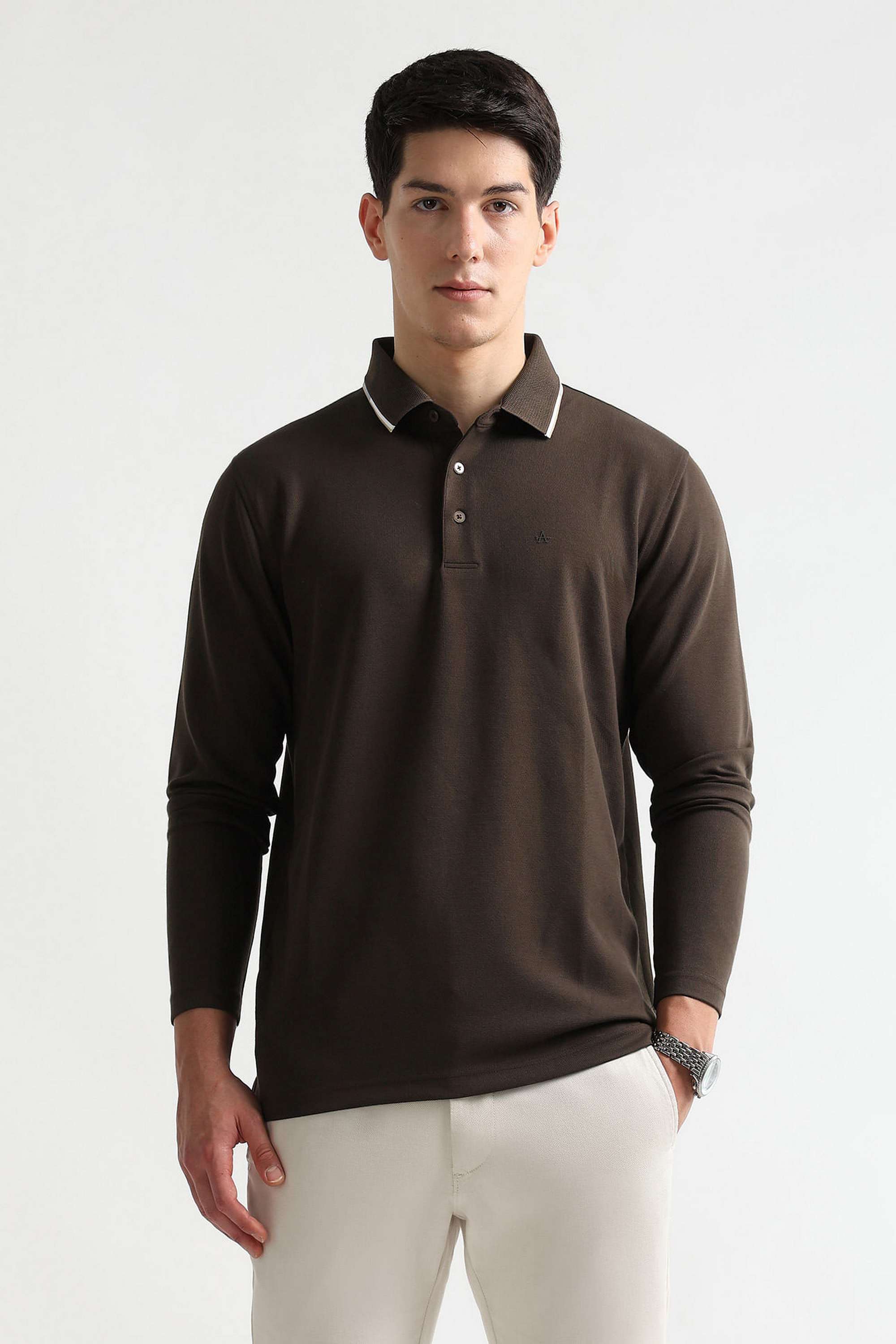 Solid-Cotton-Blend-Polo-Men-s-T-Shirt