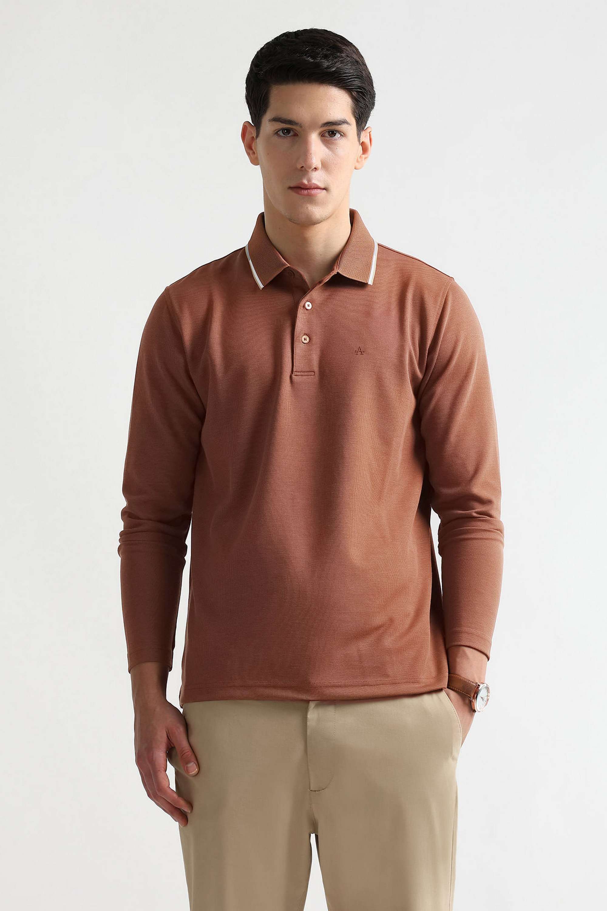 Solid-Cotton-Blend-Polo-Men-s-T-Shirt