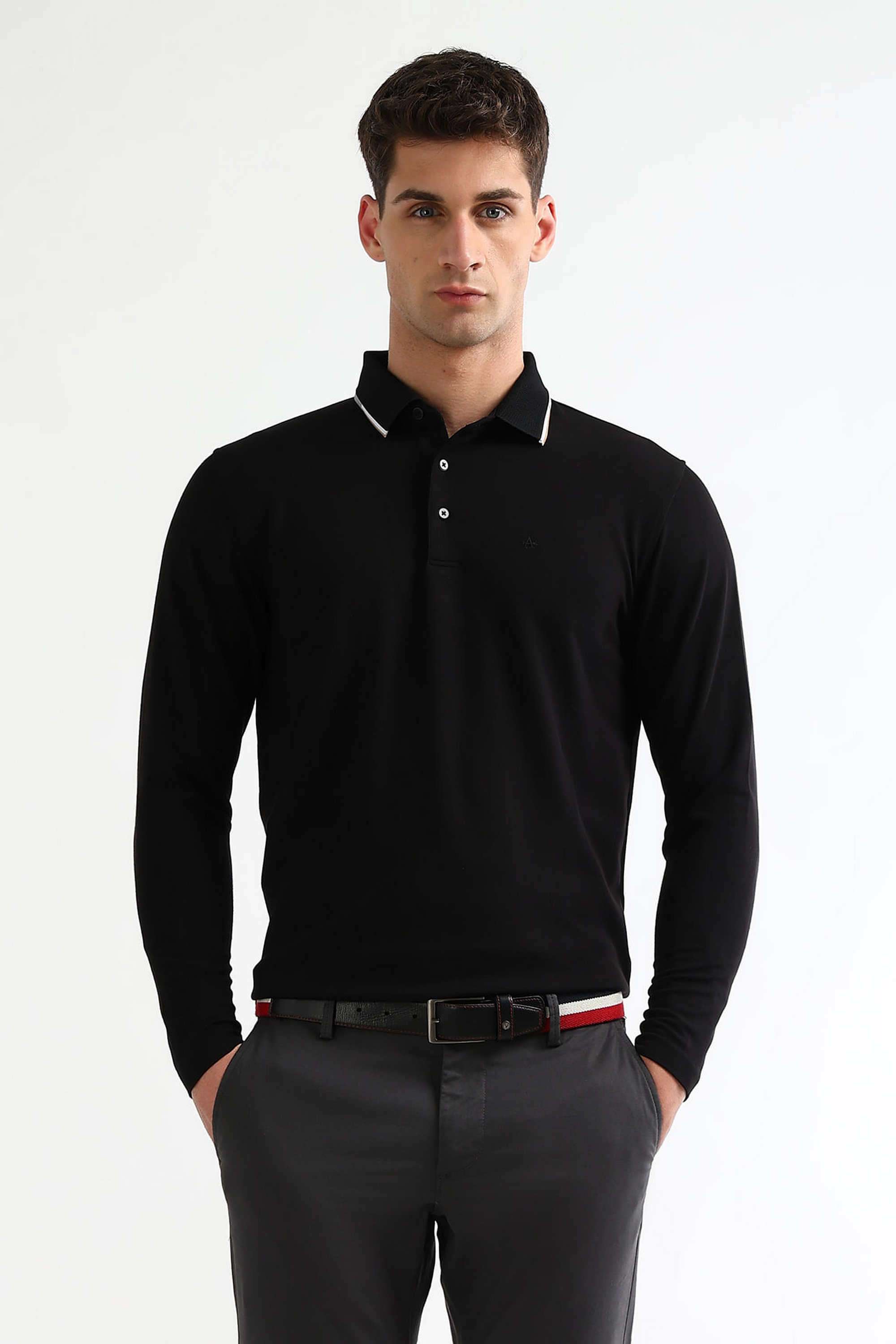 Solid-Cotton-Blend-Polo-Men-s-T-Shirt