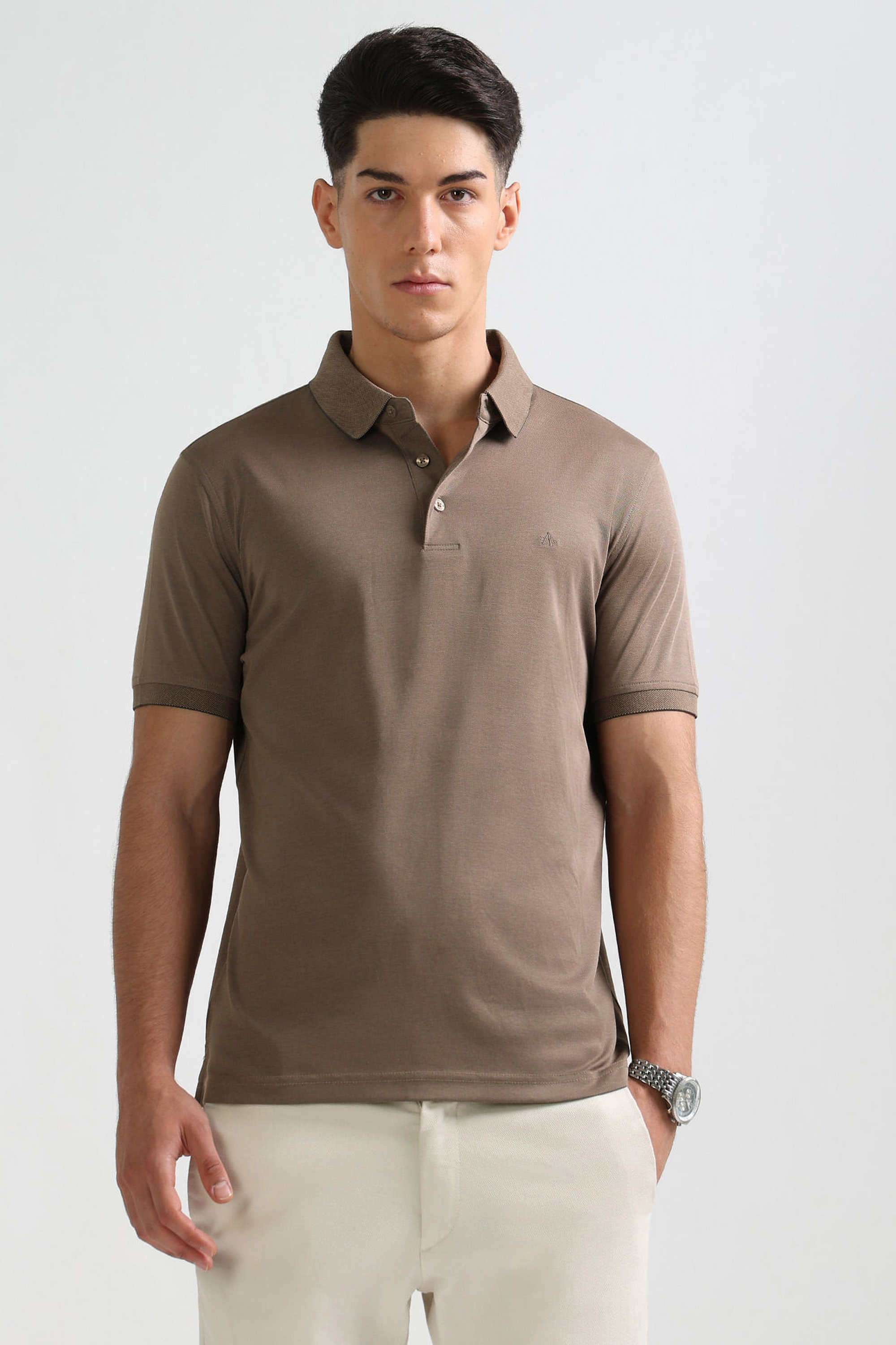 Solid-Cotton-Blend-Polo-Men-s-T-Shirt