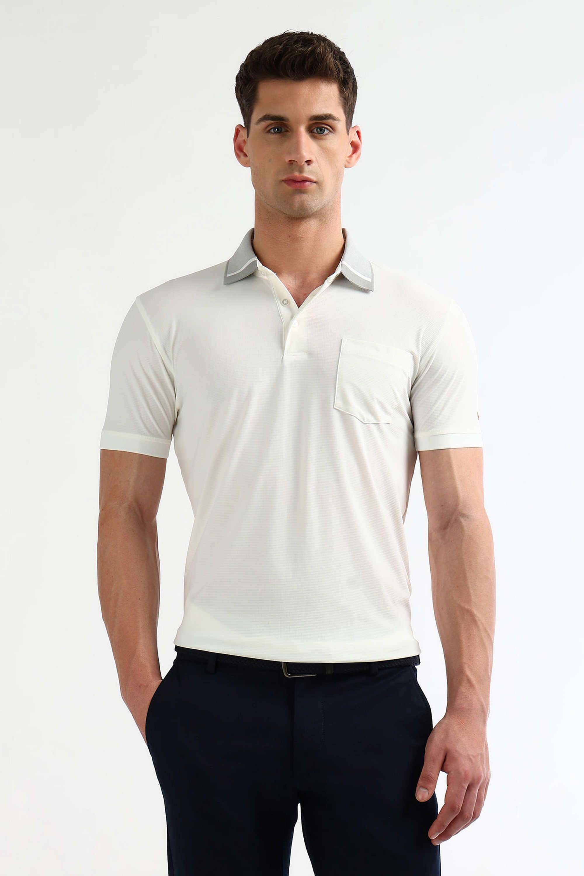 Solid-Cotton-Blend-Polo-Men-s-T-Shirt