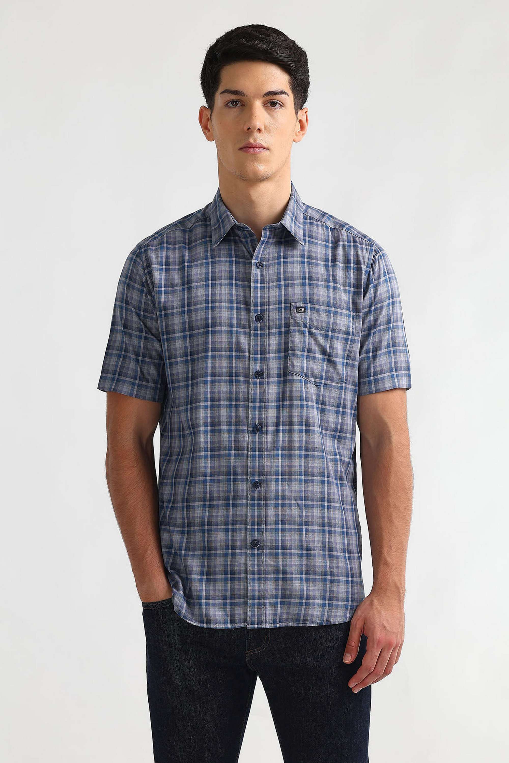 Checks-Cotton-Regular-Fit-Men-s-Casual-Wear-Shirt