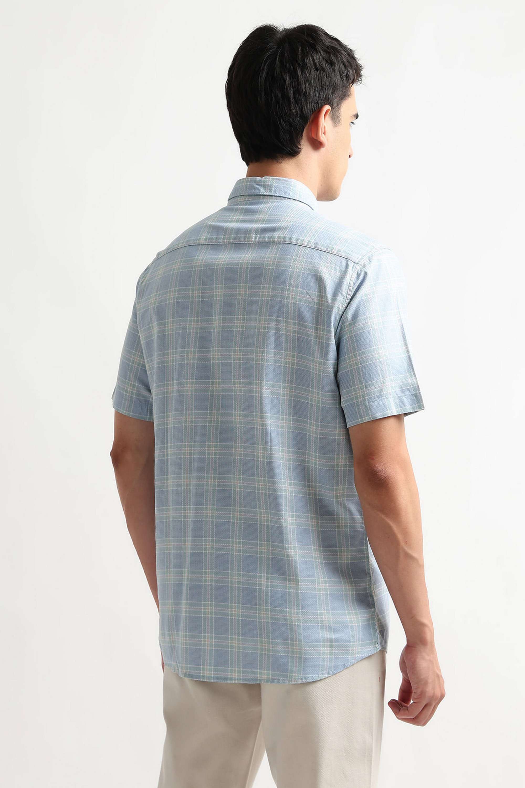 Checks-Cotton-Blend-Regular-Fit-Men-s-Casual-Wear-Shirt