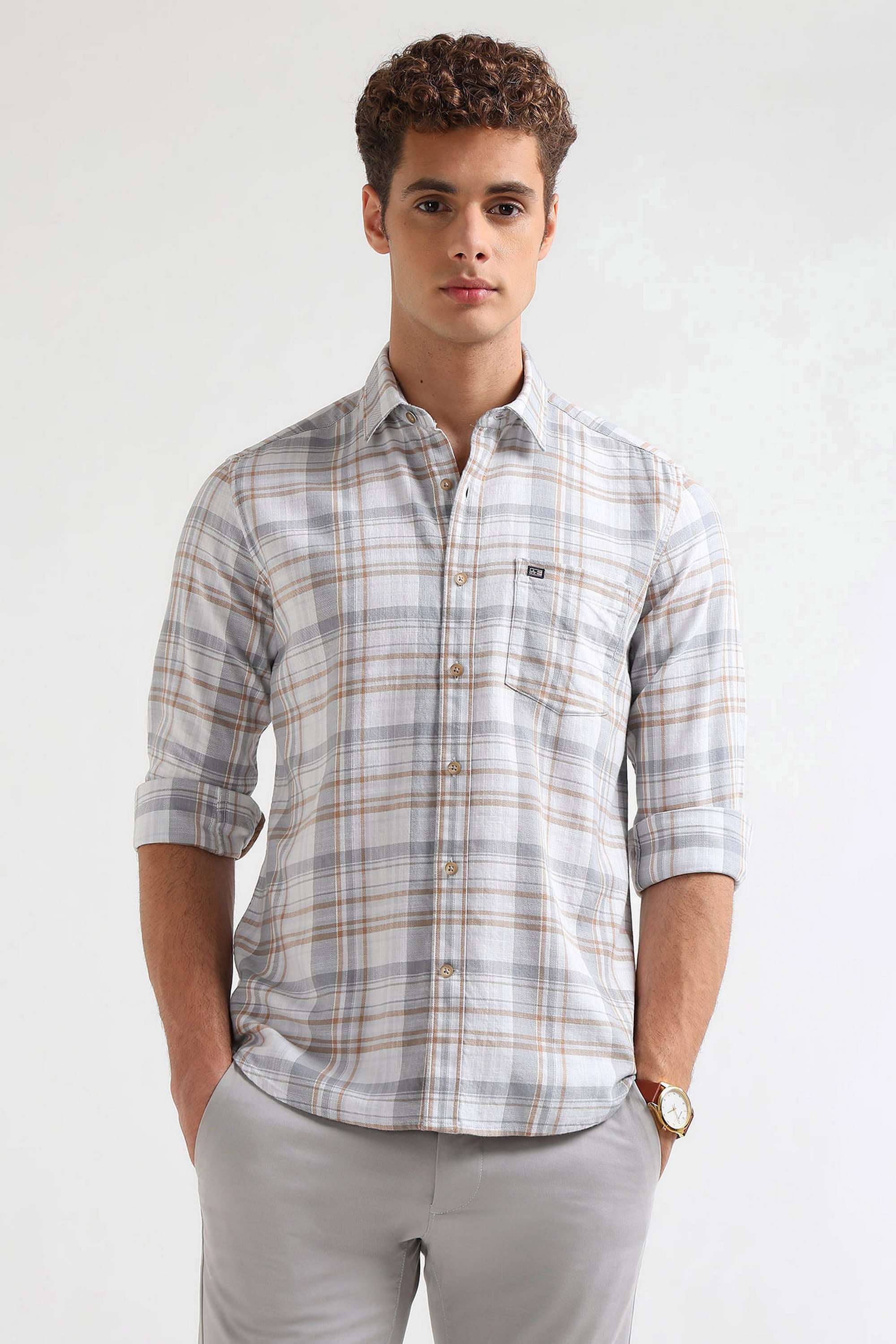 Checks-Pure-Cotton-Men-s-Casual-Wear-Shirt