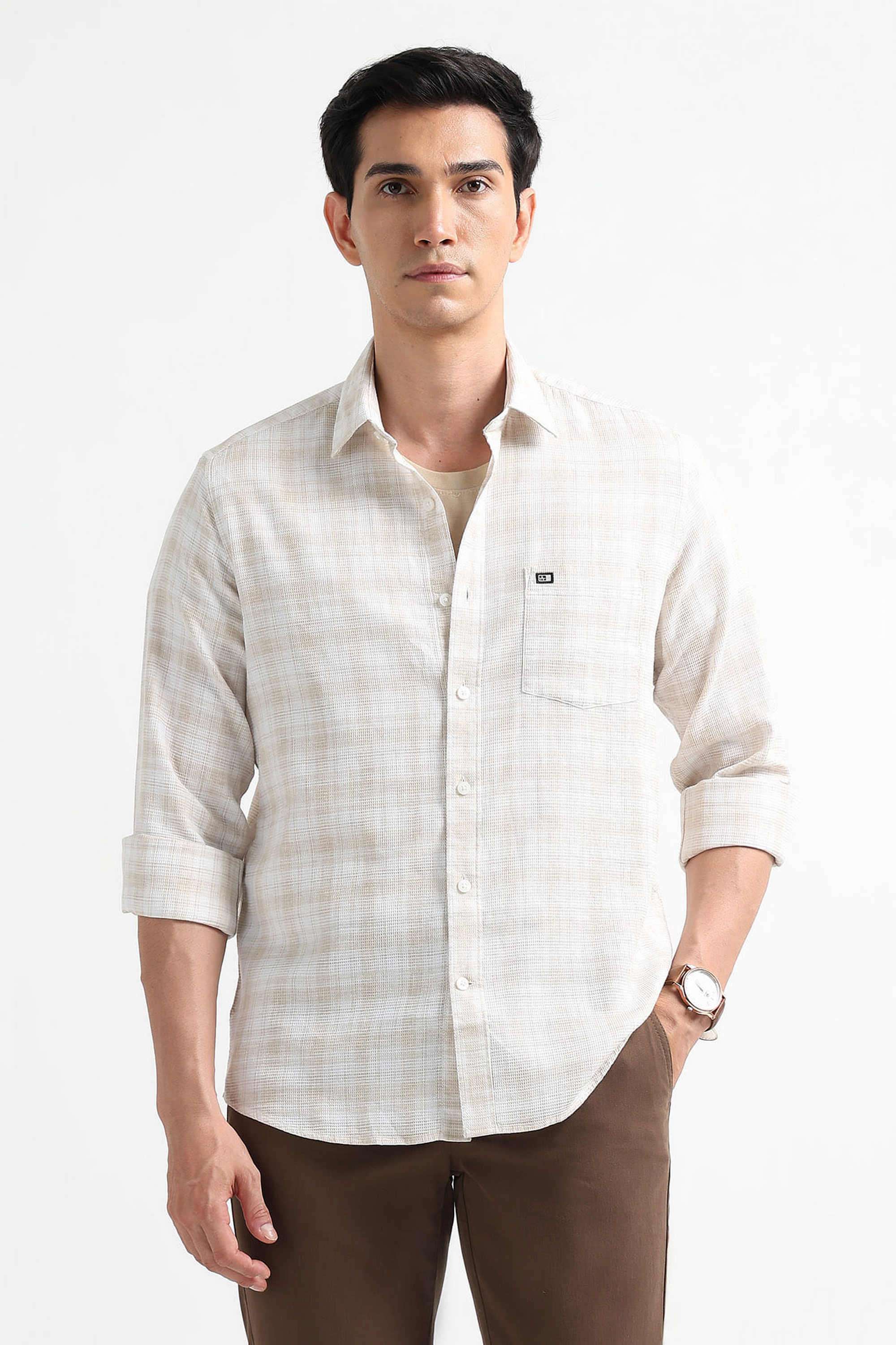 Textured-Cotton-Slim-Fit-Men-Casual-Wear-Shirt