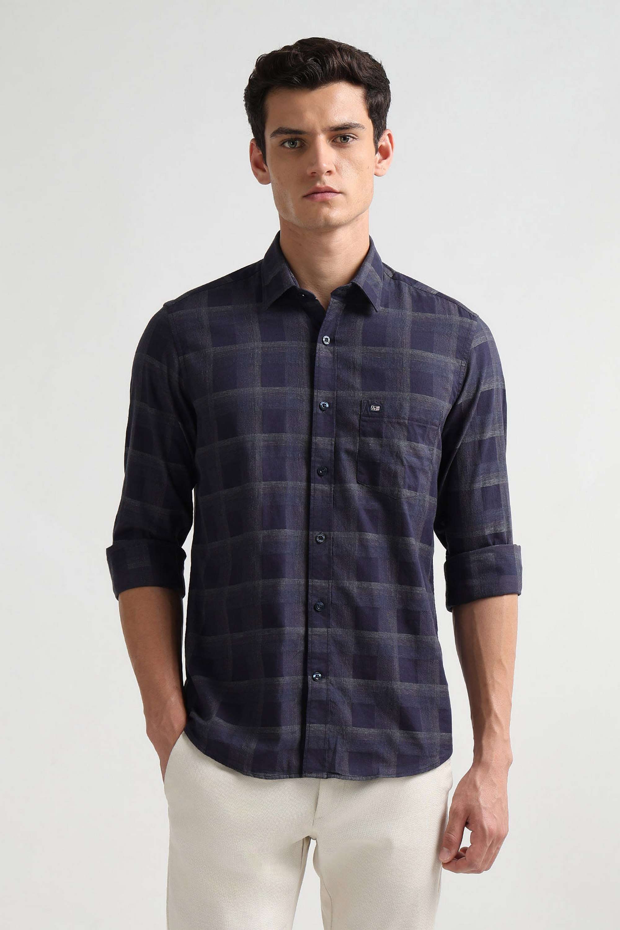 Solid-Cotton-Slim-Fit-Men-s-Casual-Wear-Shirt