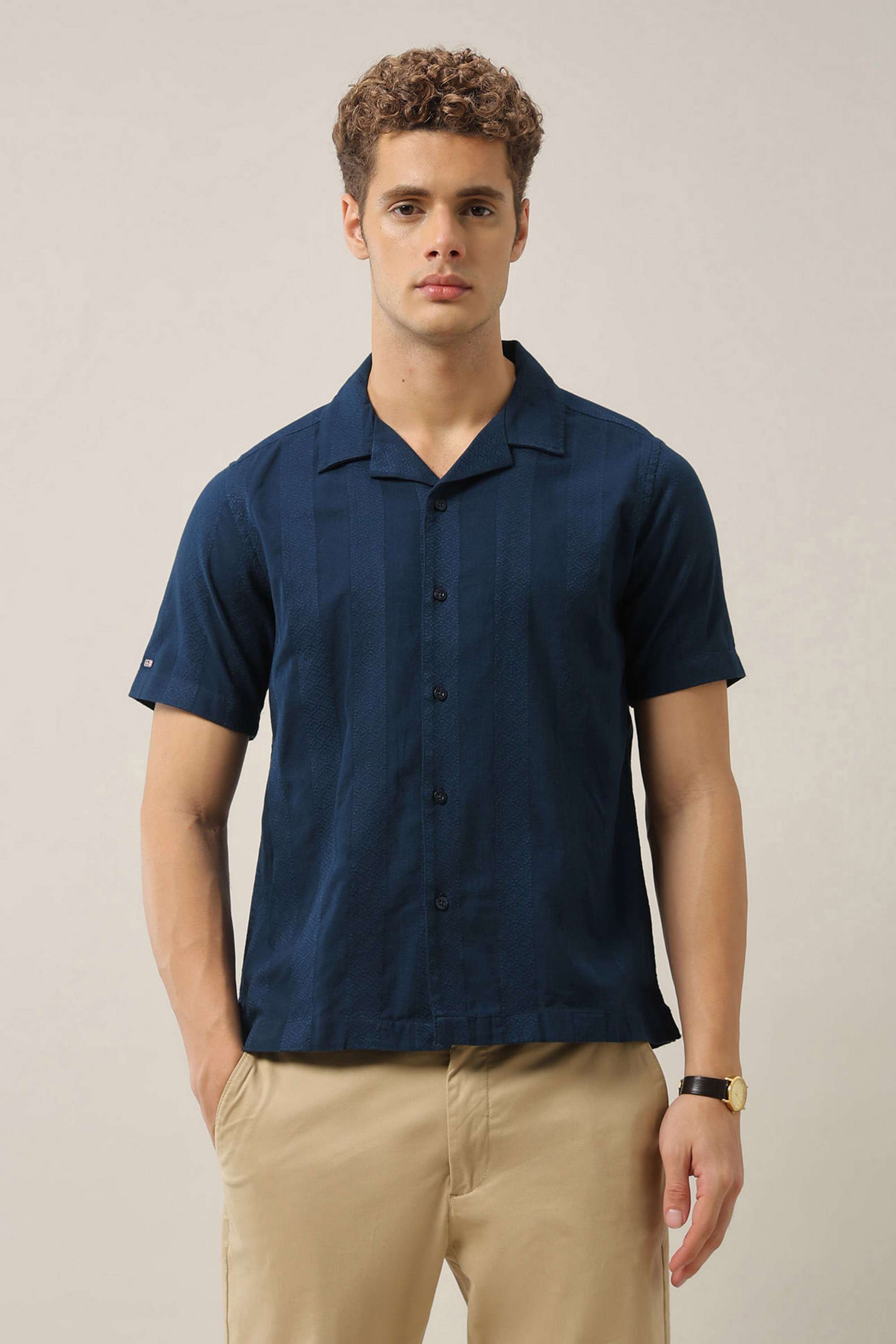 Solid-Pure-Cotton-Men-s-Casual-Wear-Shirt