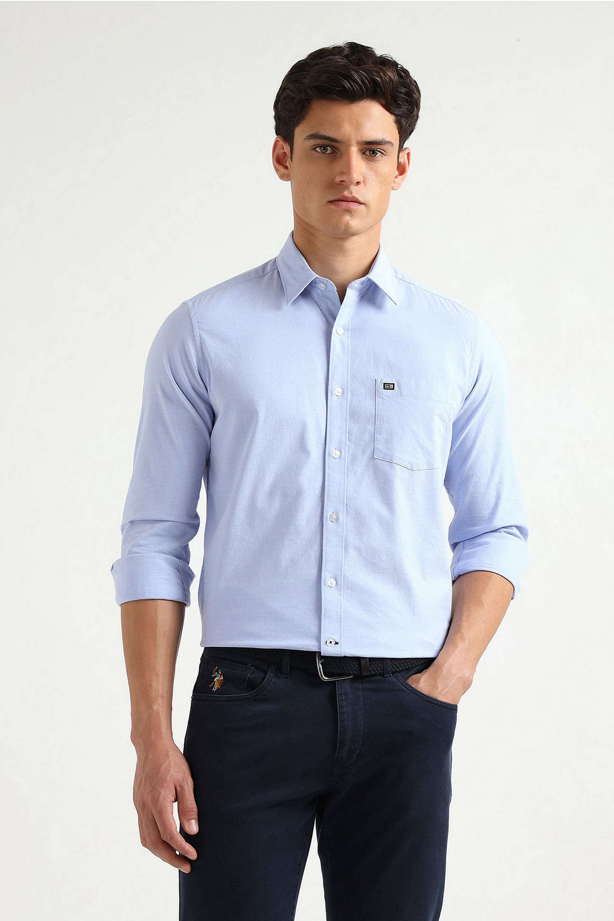 Solid-Cotton-Blend-Slim-Fit-Men-s-Casual-Shirt