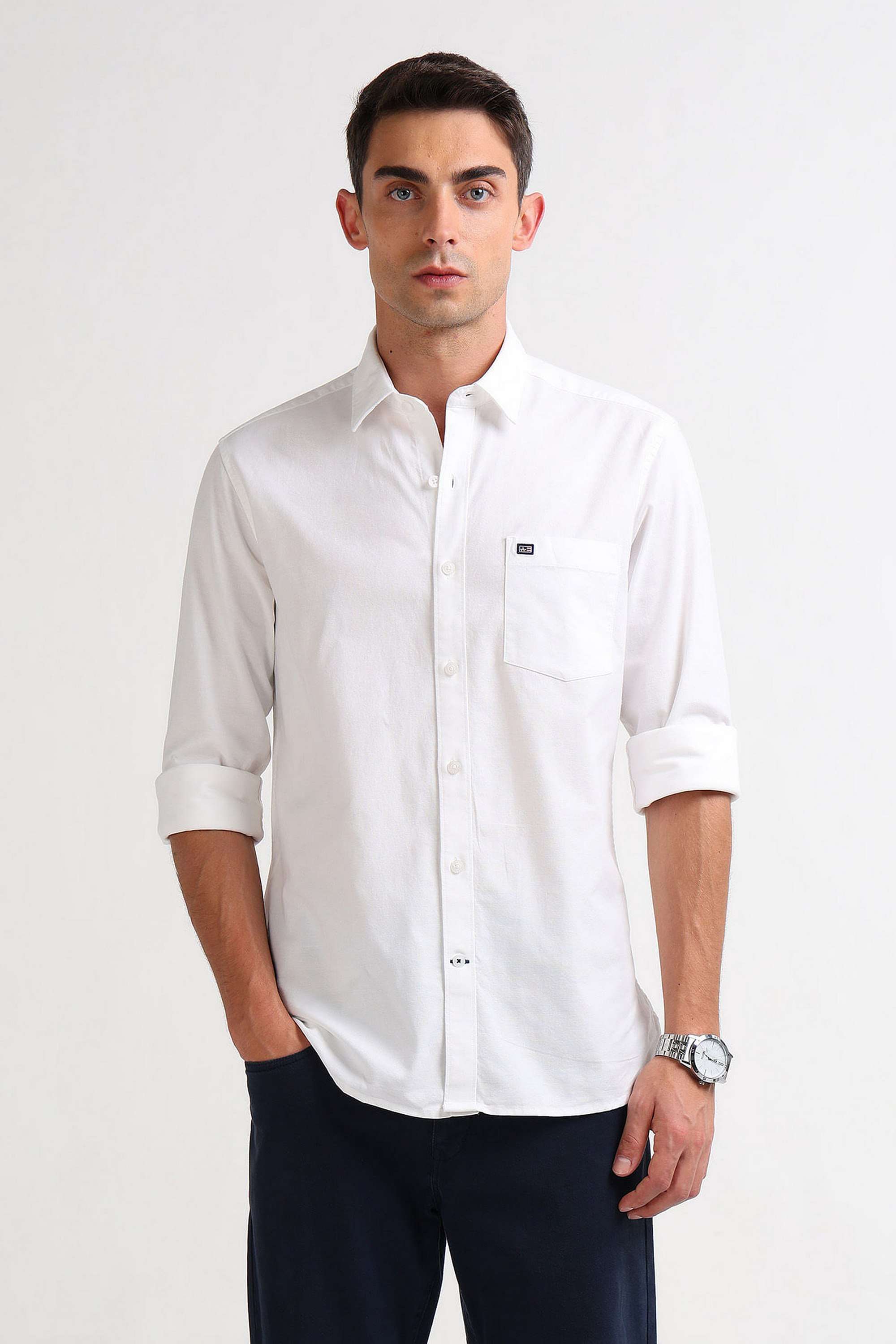 Solid-Cotton-Blend-Slim-Fit-Men-s-Casual-Shirt