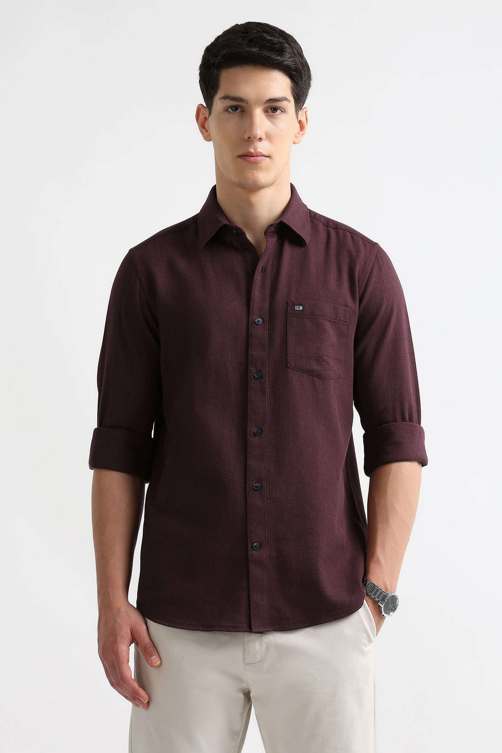 Solid-Cotton-Slim-Fit-Men-s-Shirt