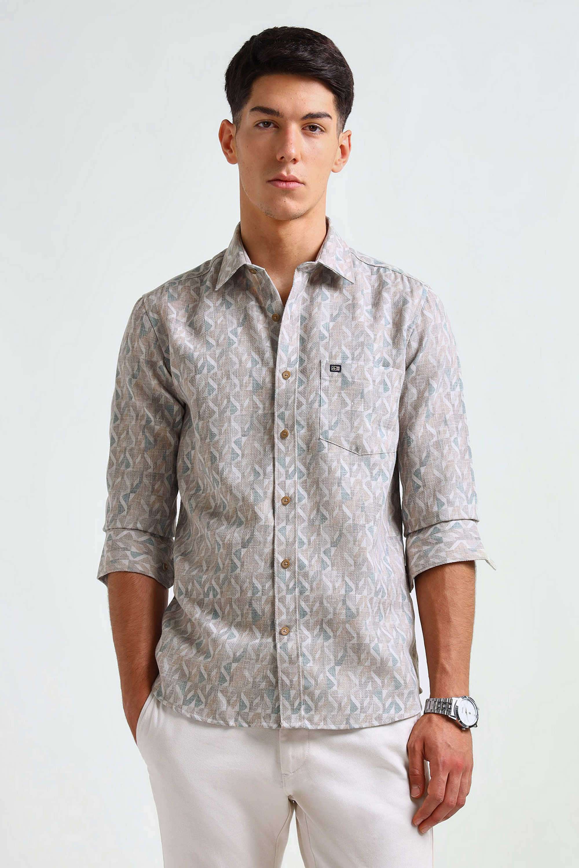 Printed-Blended-Fabric-Slim-Fit-Men-s-Casual-Shirt