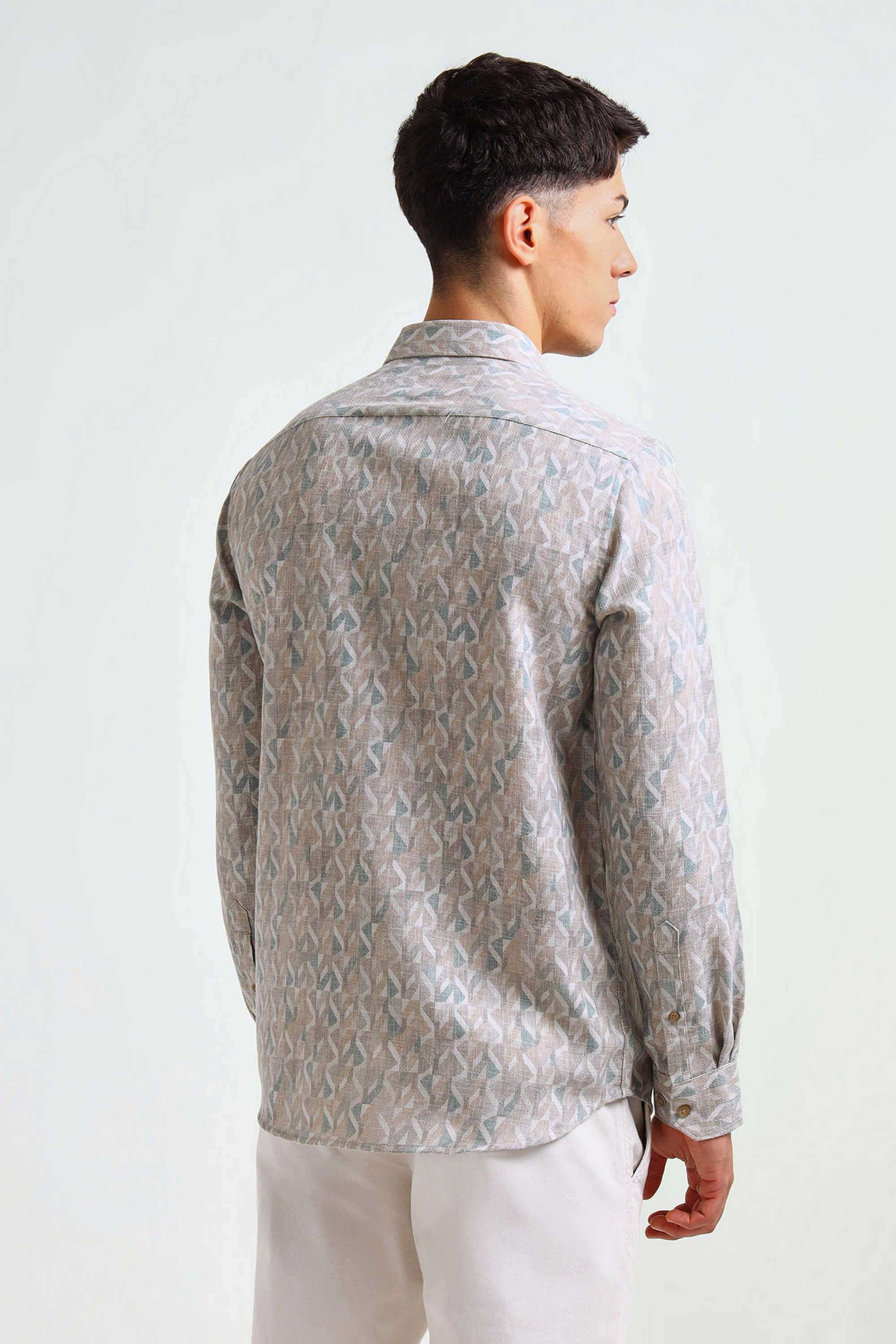 Printed-Blended-Fabric-Slim-Fit-Men-s-Casual-Shirt