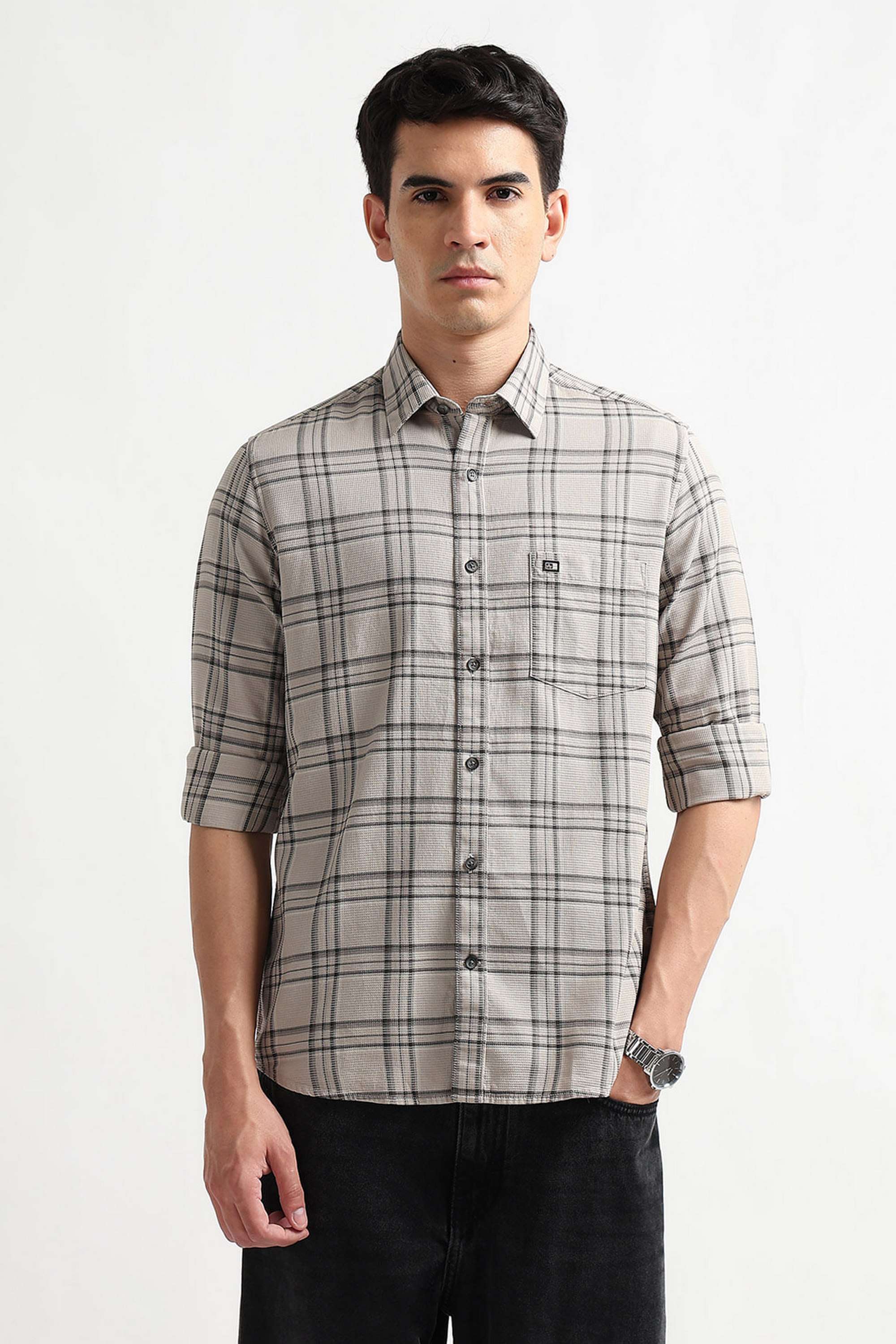 Dobby-Cotton-Regular-Fit-Men-s-Casual-Wear-Shirt