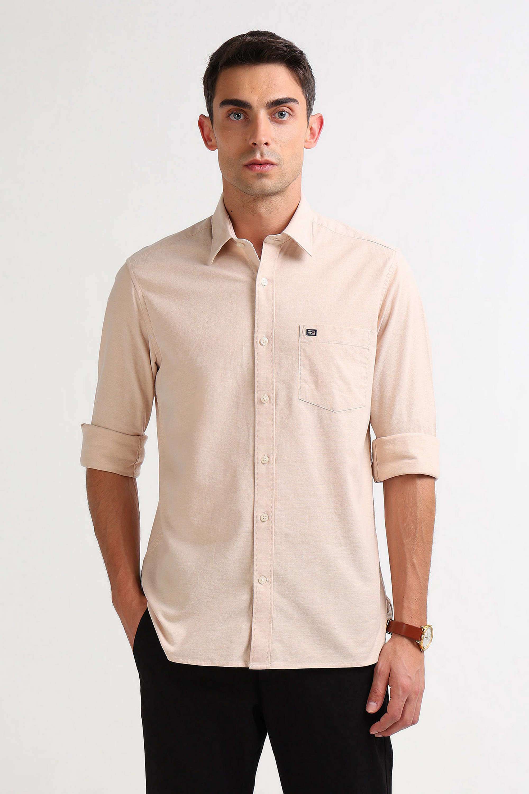 Solid-Cotton-Slim-Fit-Men-Casual-Wear-Shirt
