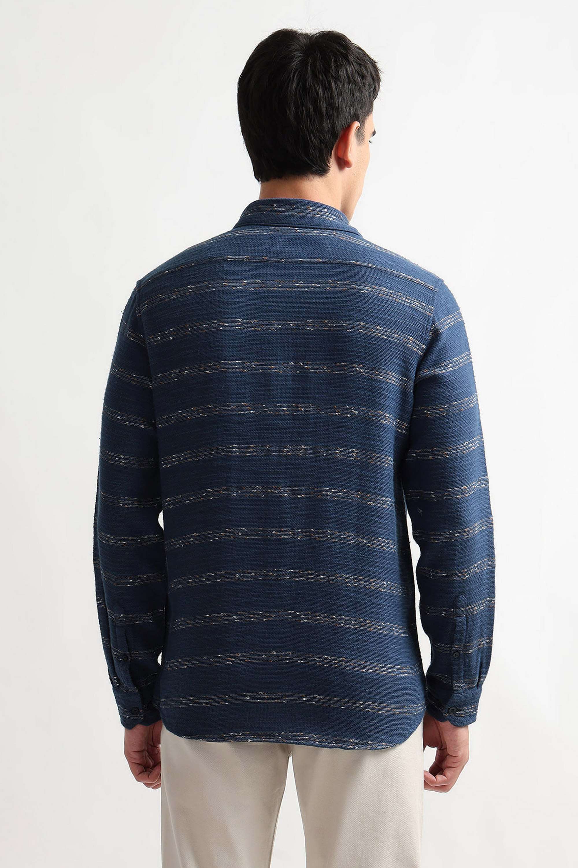 Dobby-Cotton-Blend-Regular-Fit-Men-s-Casual-Wear-Shirt