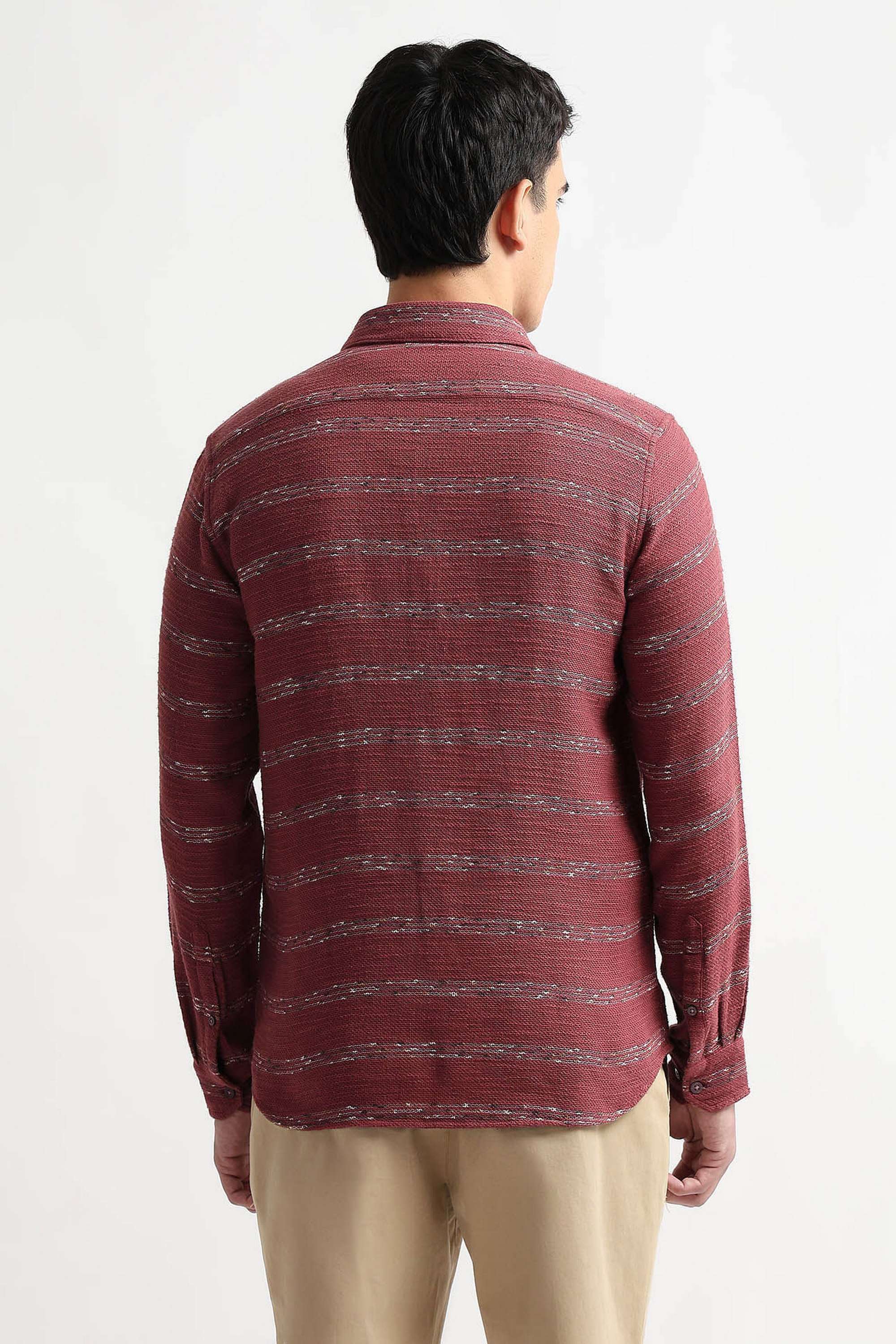 Dobby-Cotton-Blend-Regular-Fit-Men-s-Casual-Wear-Shirt