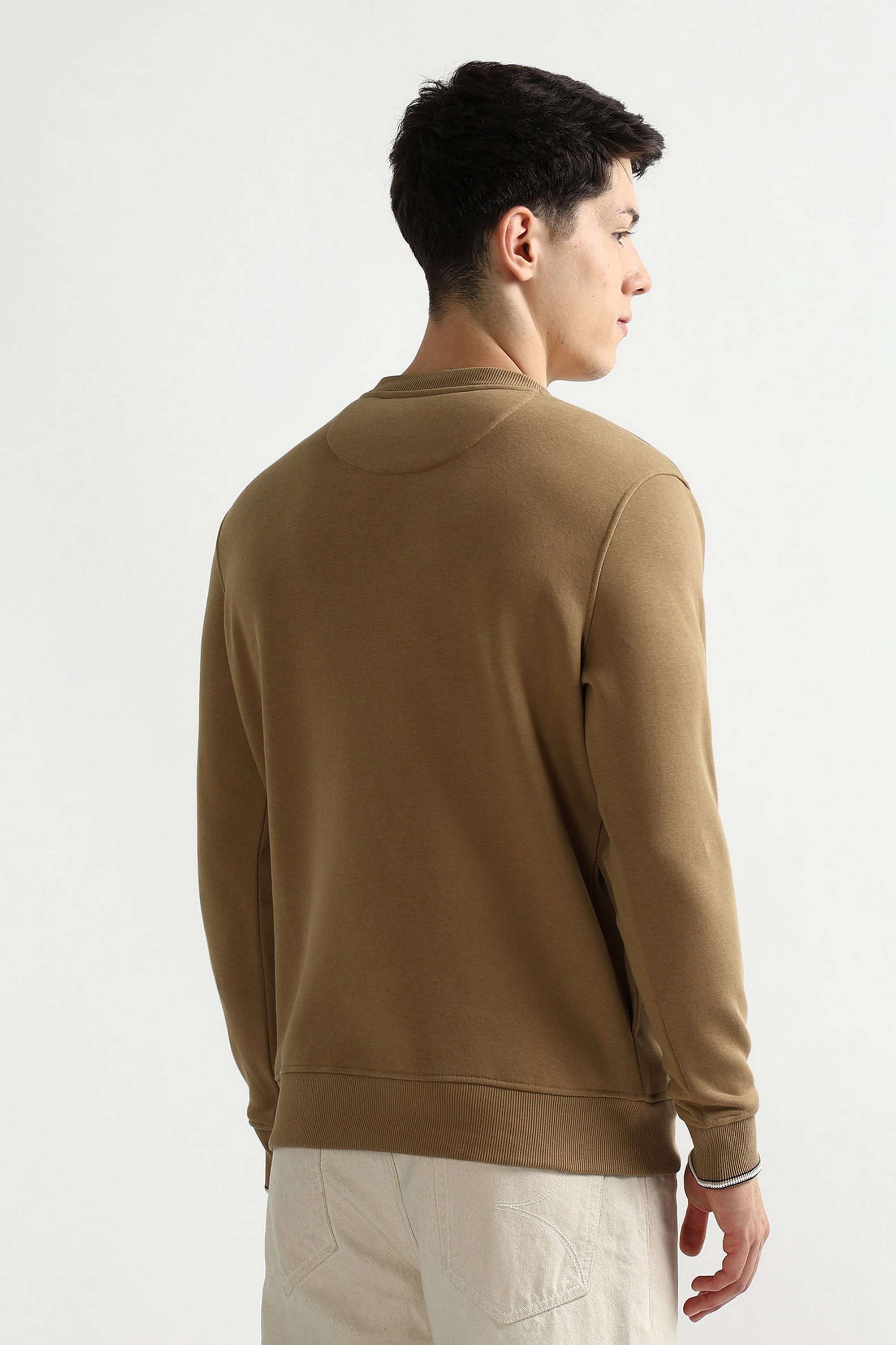 Solid-Cotton-Blend-Regular-Fit-Men-s-Sweatshirt