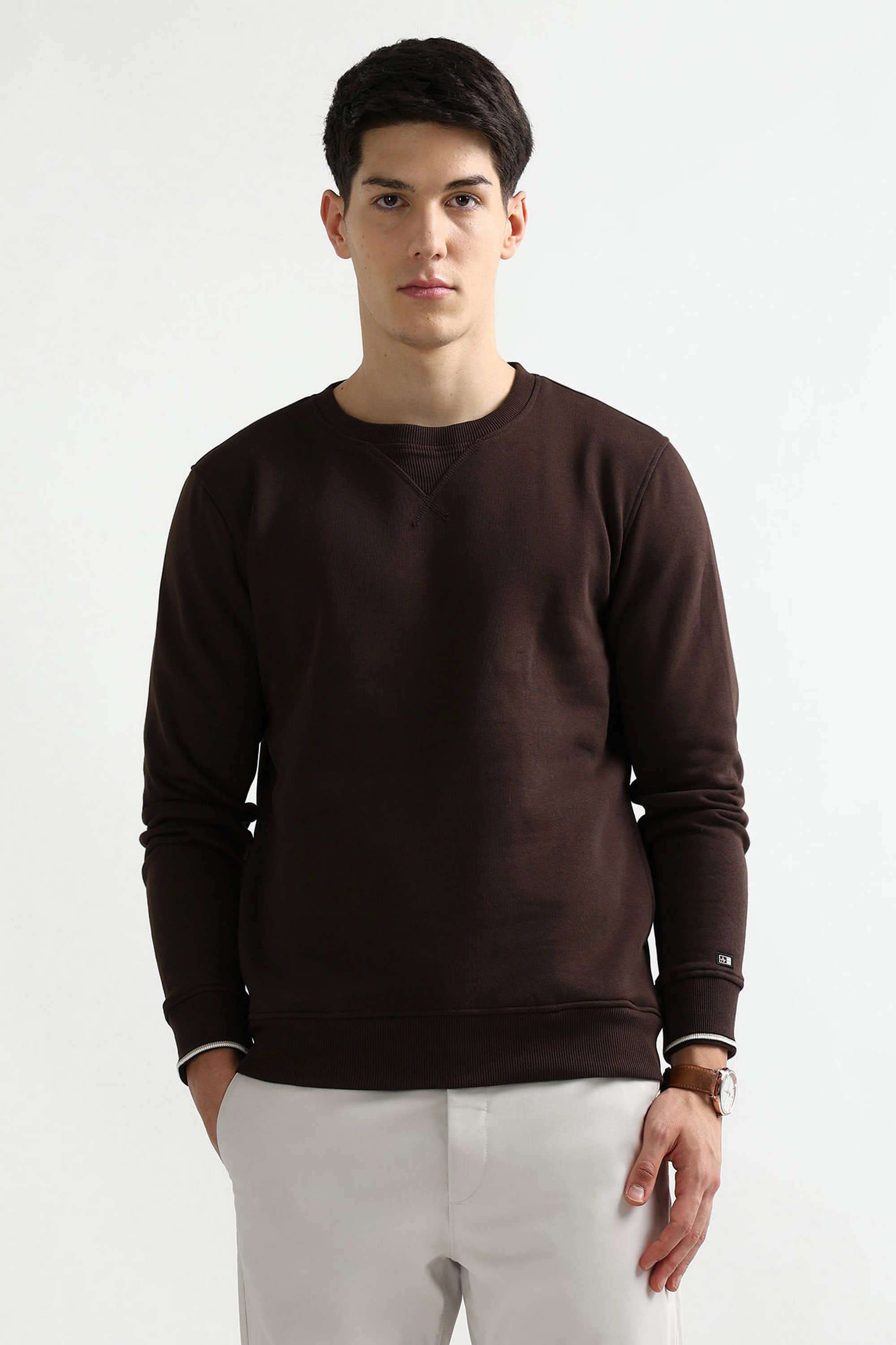 Solid-Cotton-Blend-Regular-Fit-Men-s-Sweatshirt