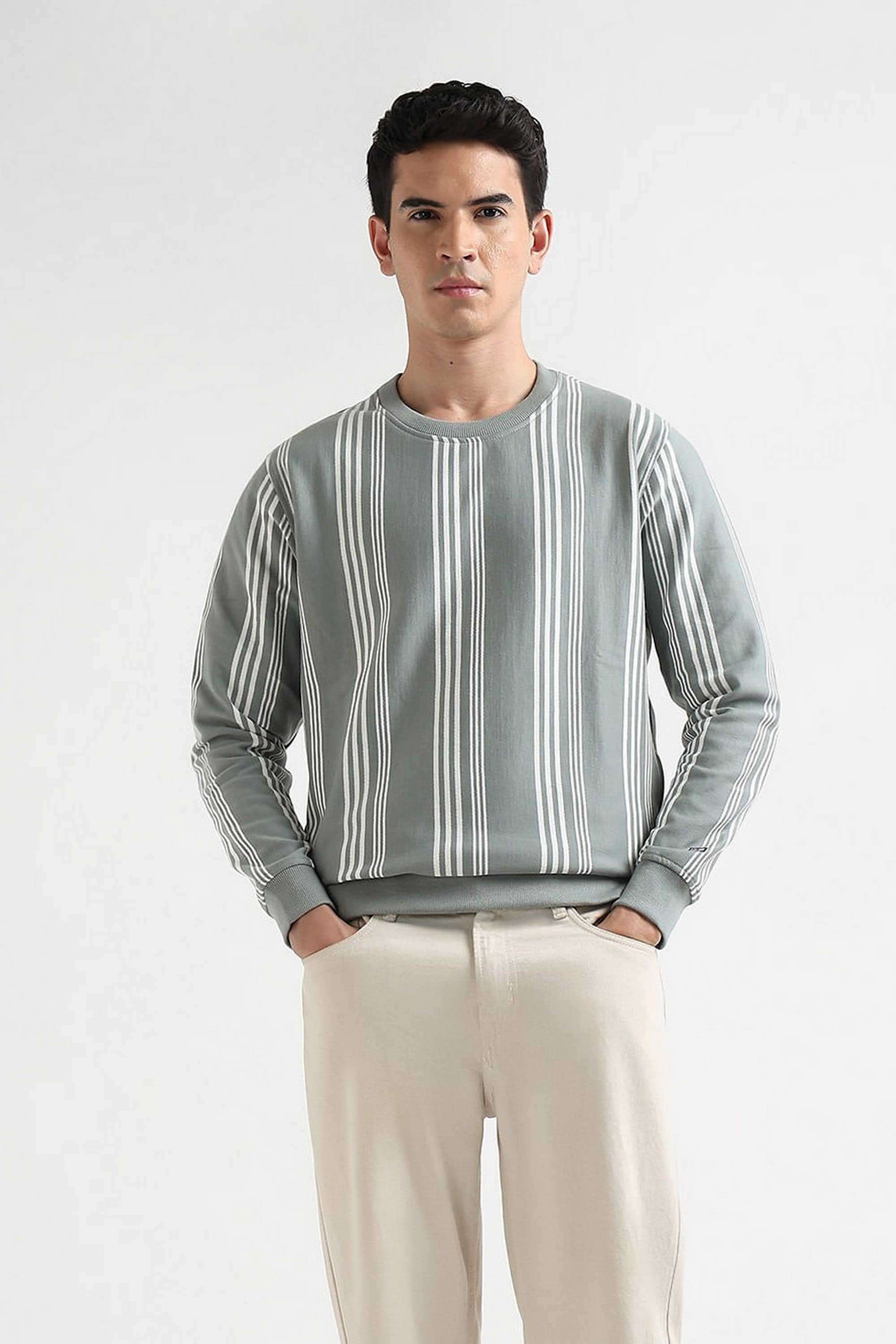 Solid-Cotton-Blend-Round-Neck-Men-s-Sweatshirt