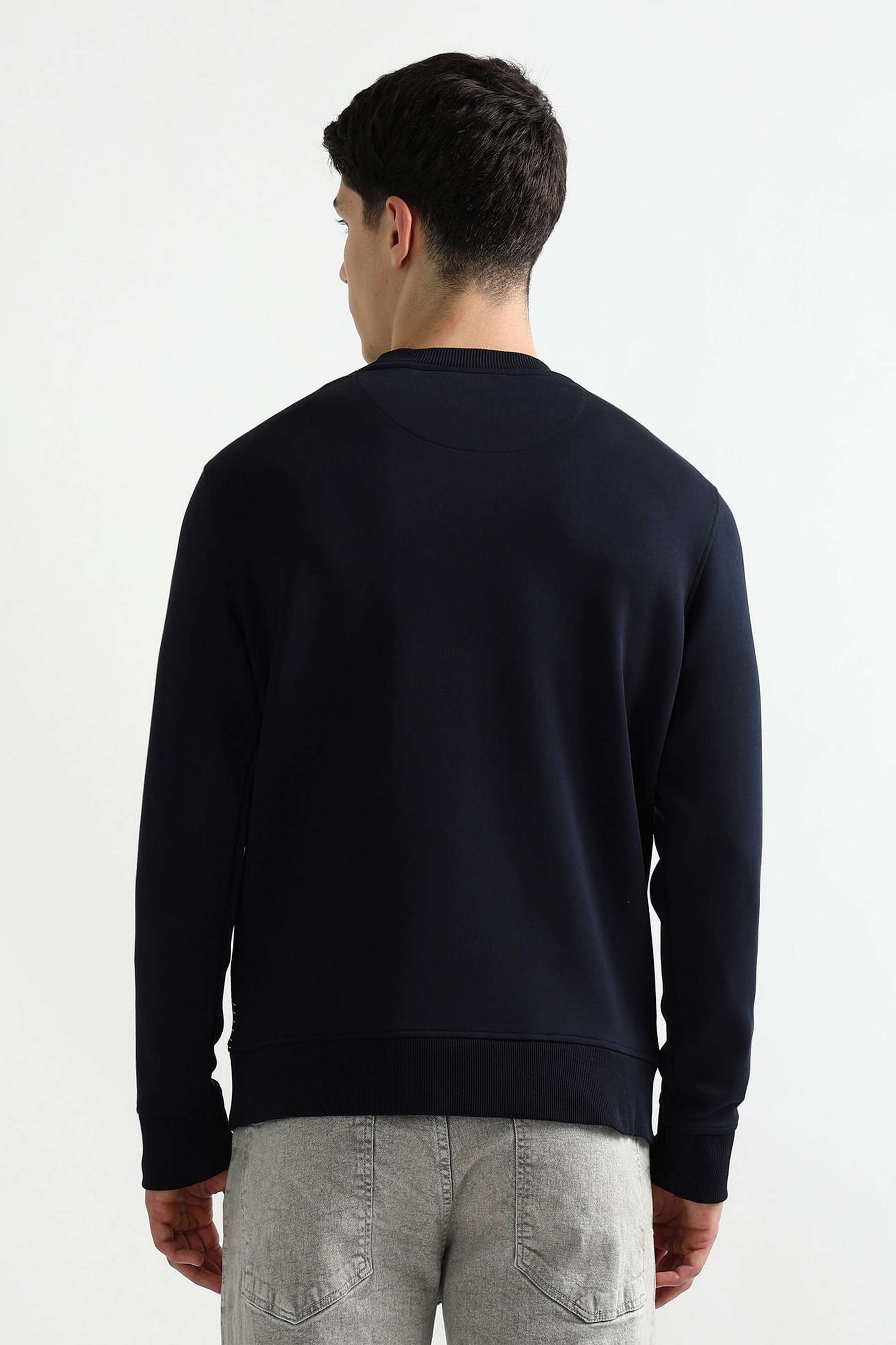 Solid-Cotton-Blend-Regular-Fit-Men-s-Sweatshirt