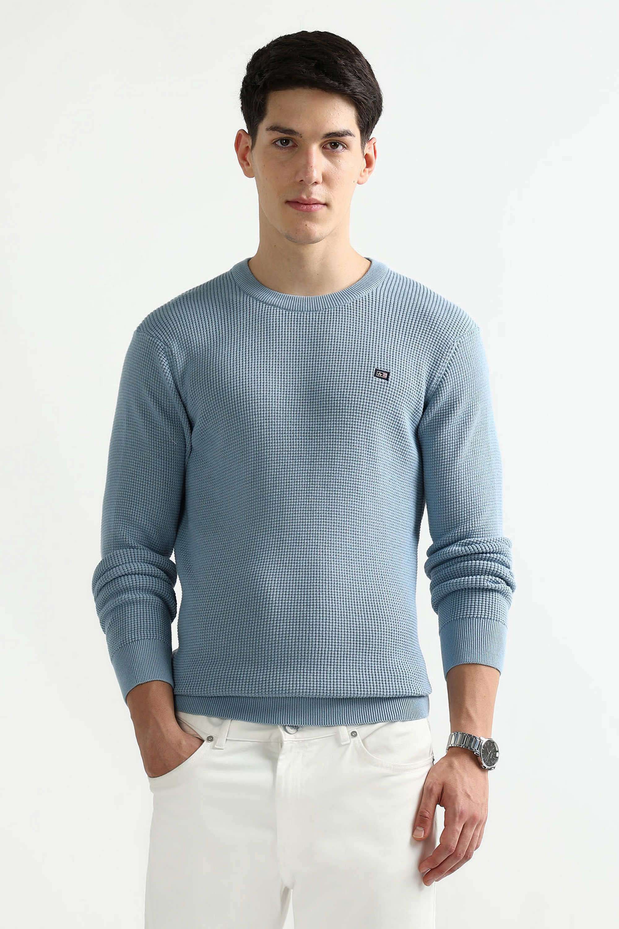 Solid-Cotton-Blend-Regular-Fit-Men-s-Sweatshirt