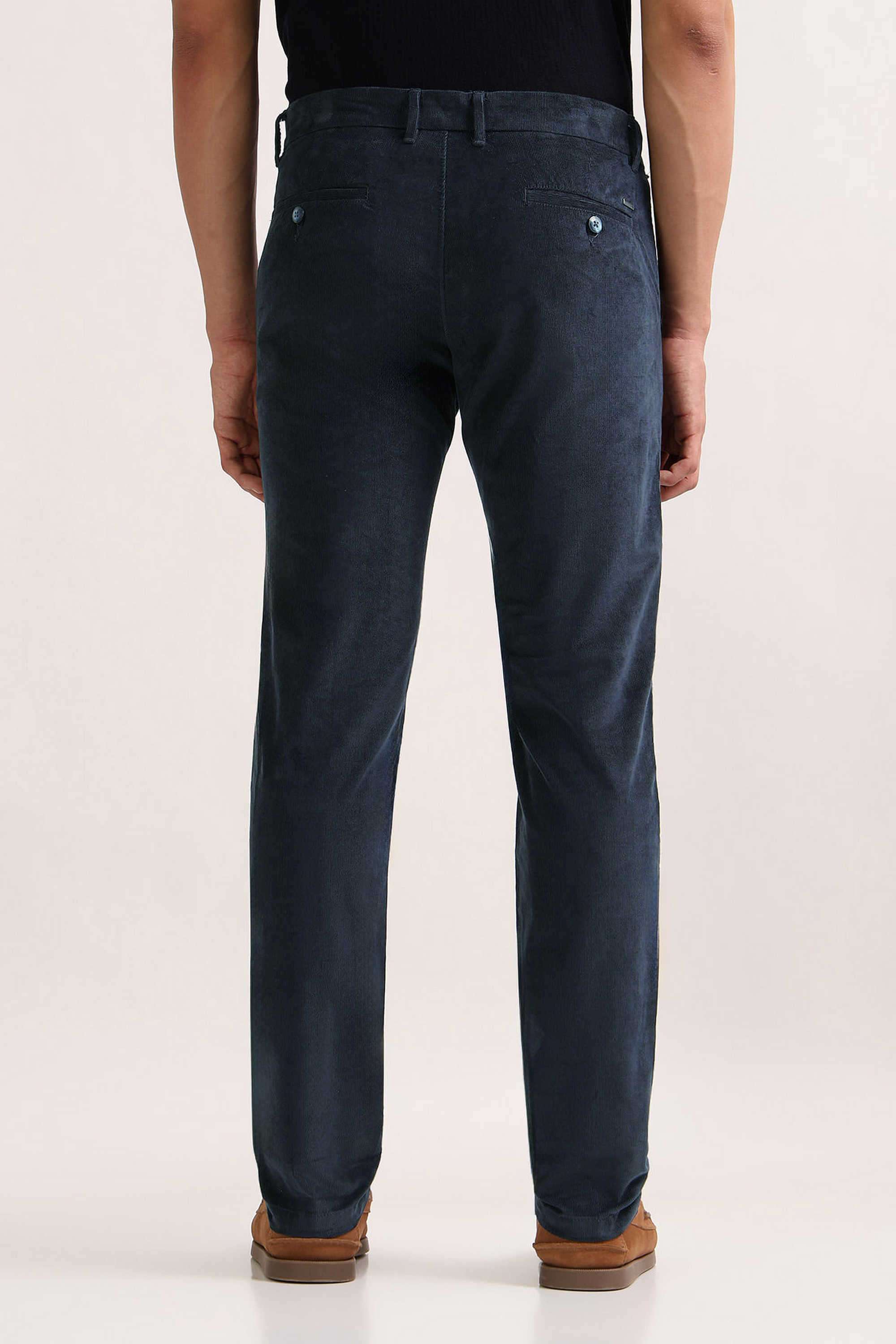 Solid-Cotton-Blend-Slim-Fit-Men-s-Casual-Trousers