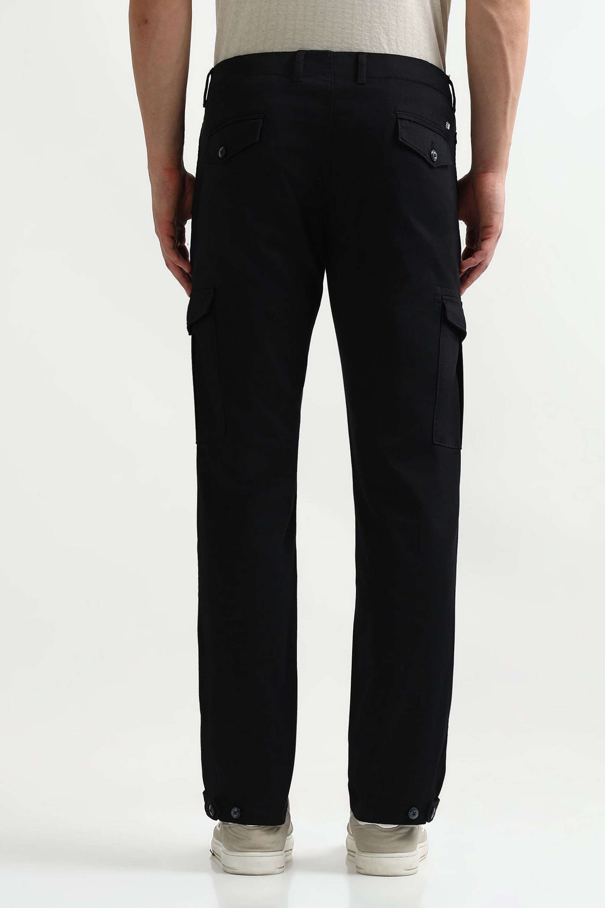 Solid-Cotton-Blend-Regular-Fit-Men-s-Casual-Trousers