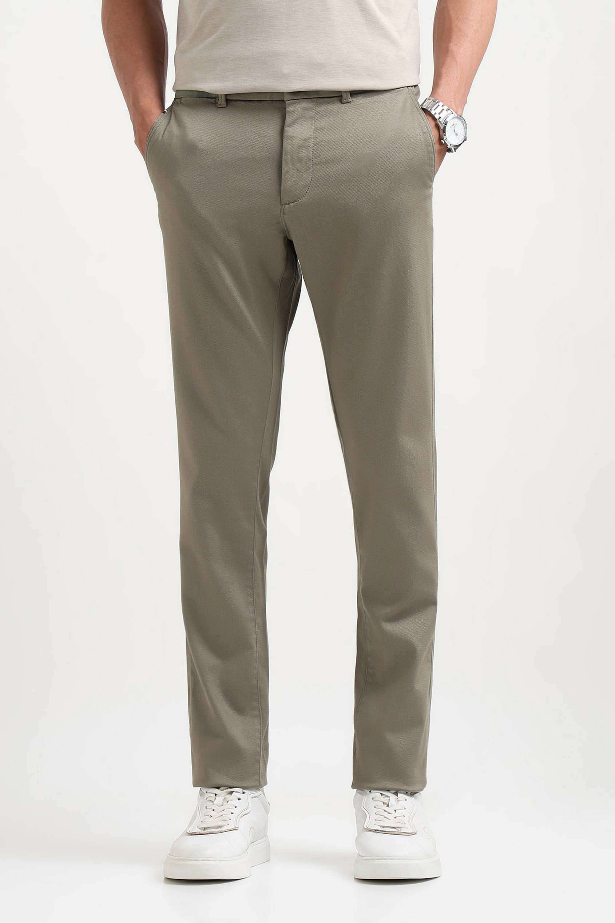 Solid-Cotton-Blend-Slim-Fit-Men-s-Casual-Trousers