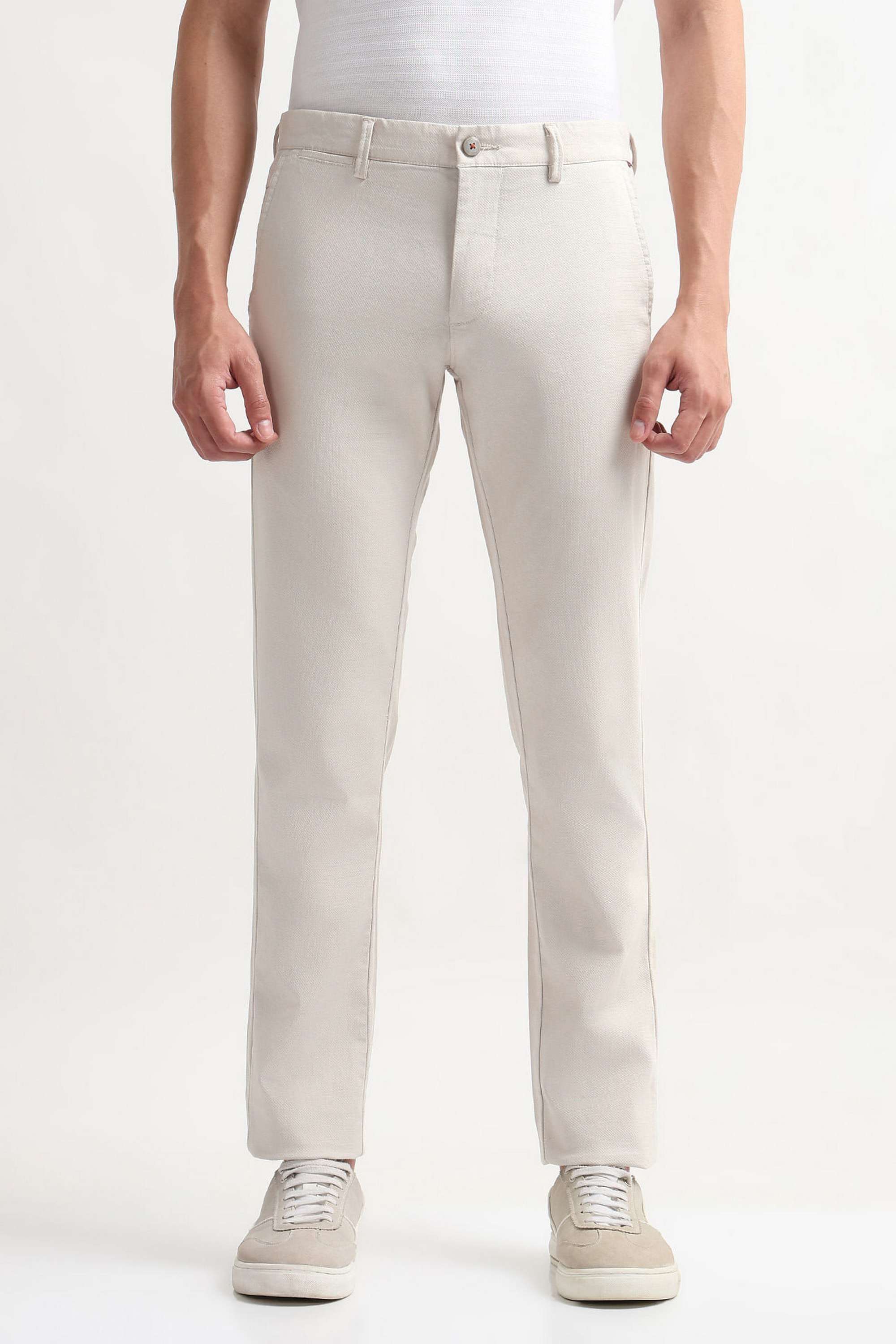 Textured-Cotton-Blend-Slim-Fit-Men-s-Casual-Wear-Trousers