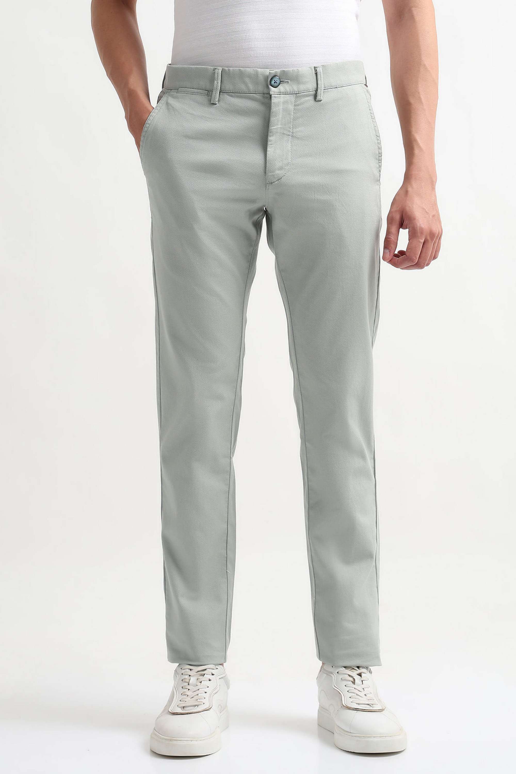 Textured-Cotton-Blend-Slim-Fit-Men-s-Casual-Wear-Trousers