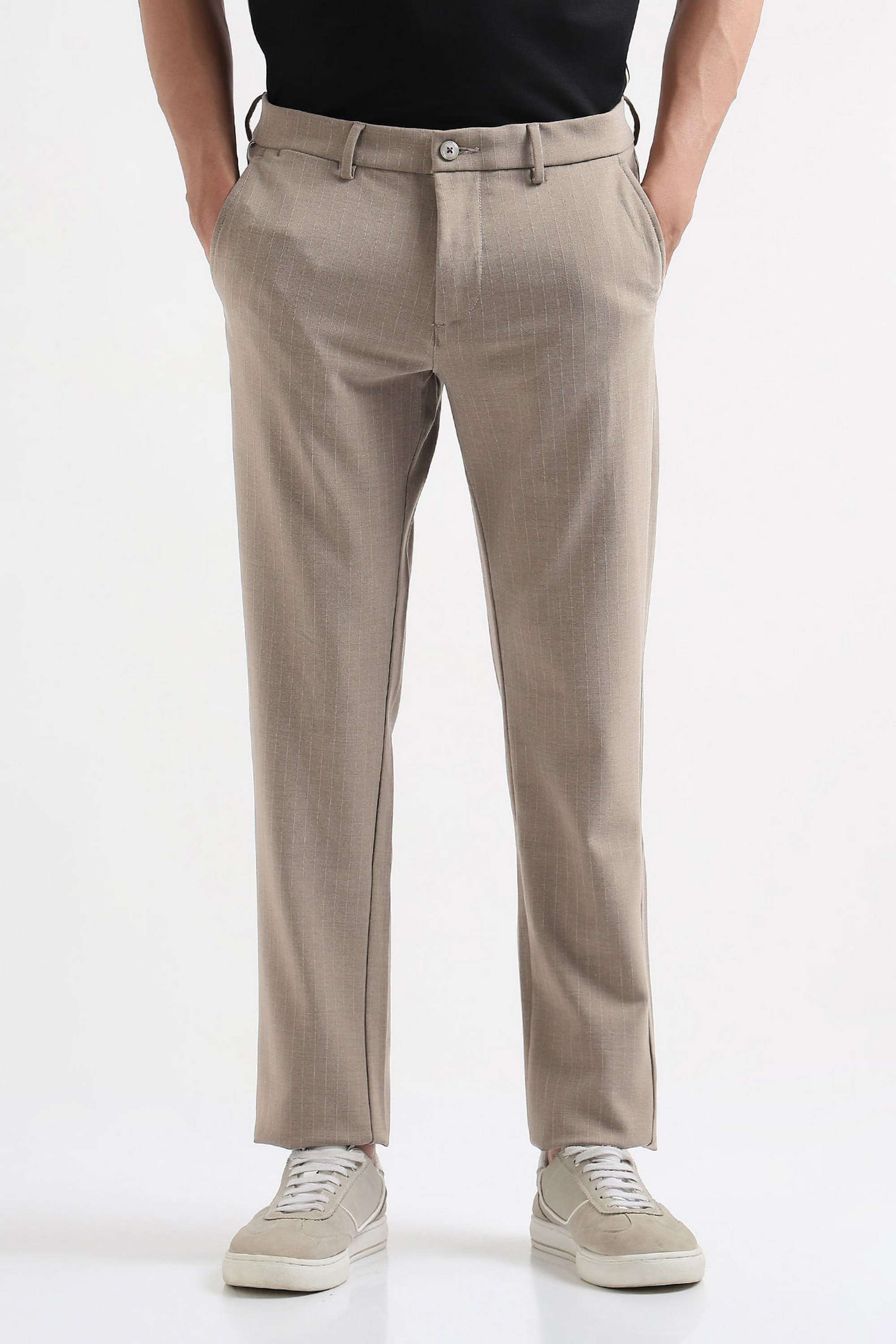 Solid-Blended-Fabric-Slim-Fit-Men-s-Casual-Wear-Trousers