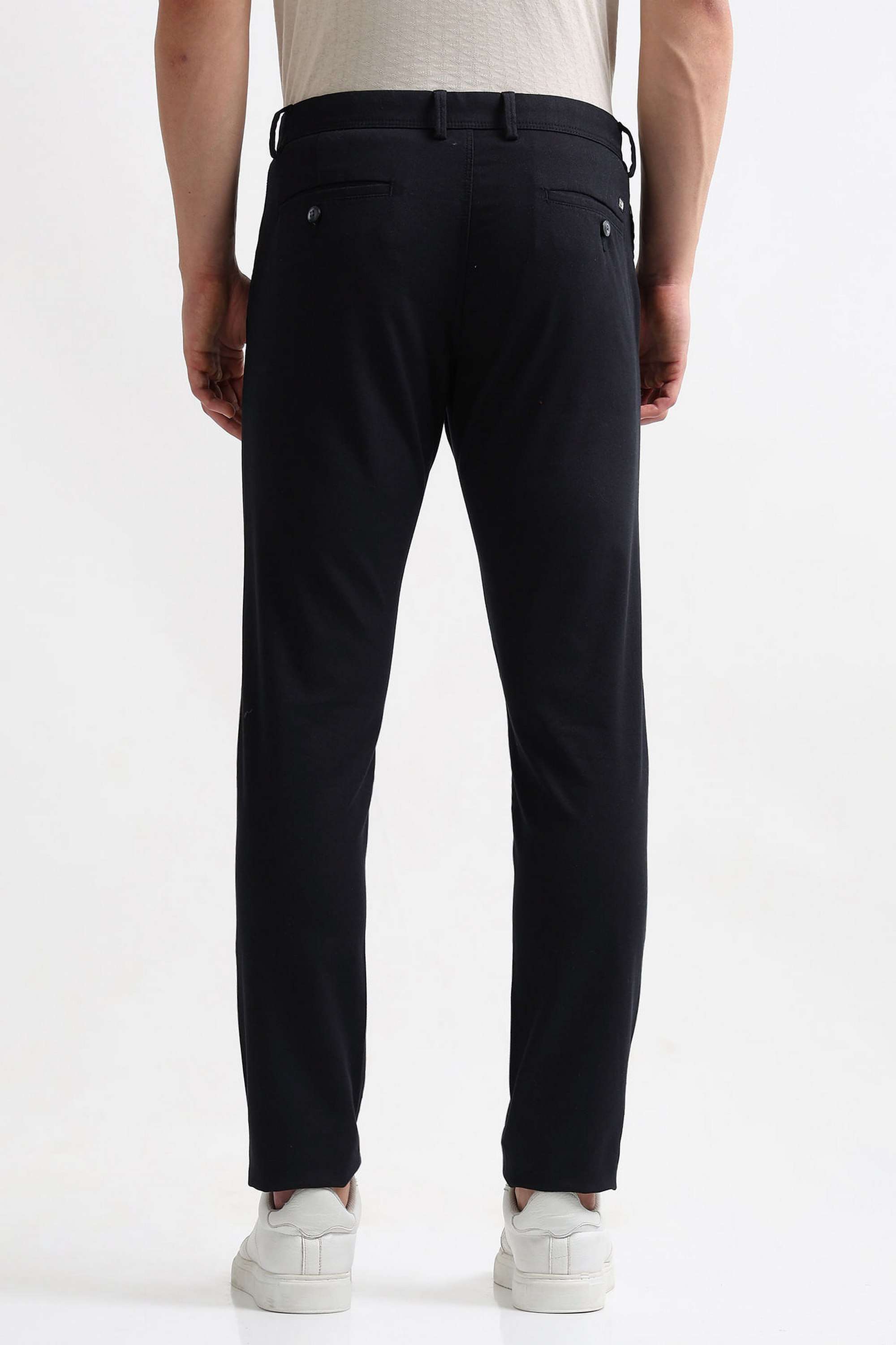 Solid-Cotton-Blend-Slim-Fit-Men-s-Casual-Trousers