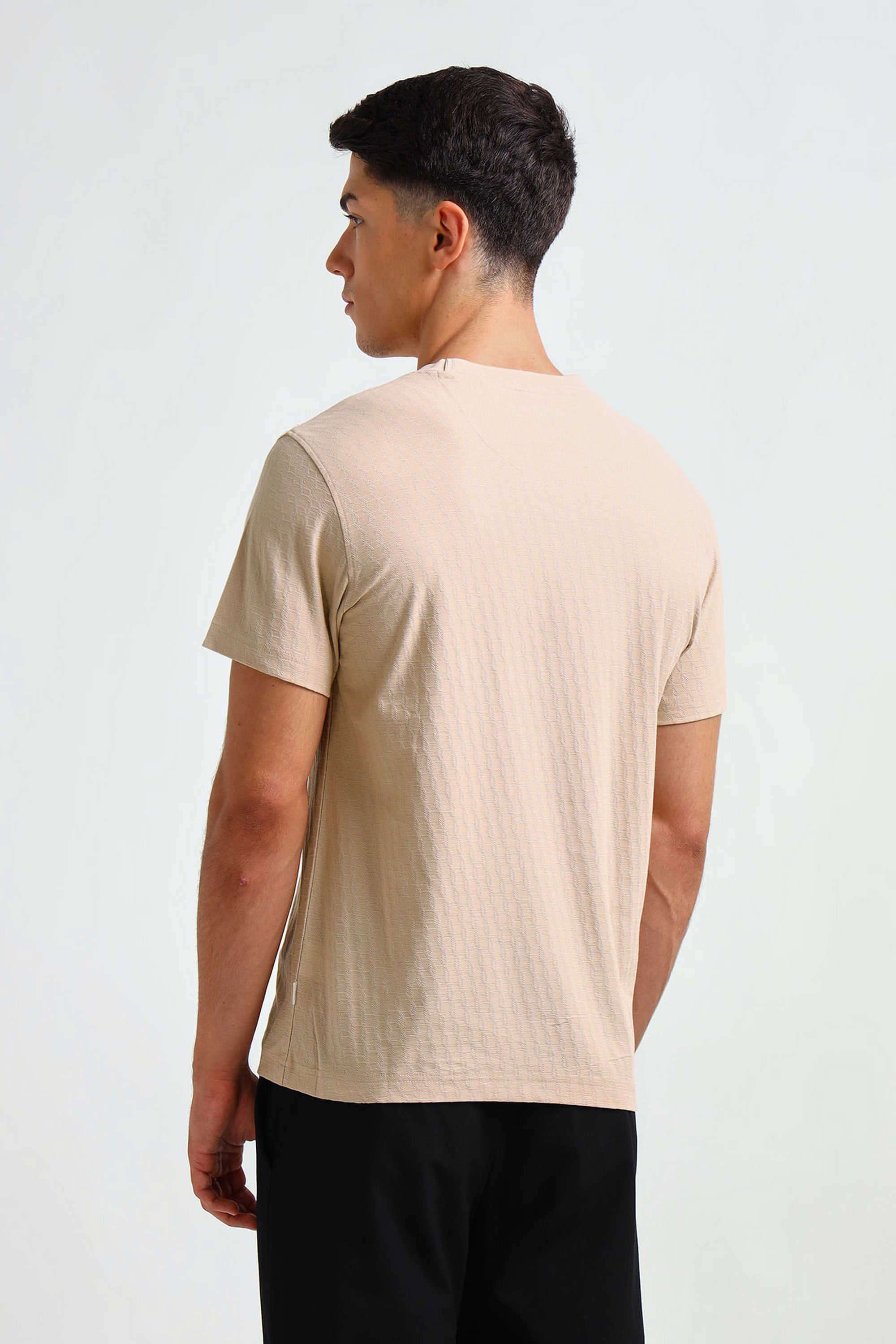 Textured-Cotton-Blend-Regular-Fit-Men-T-Shirt