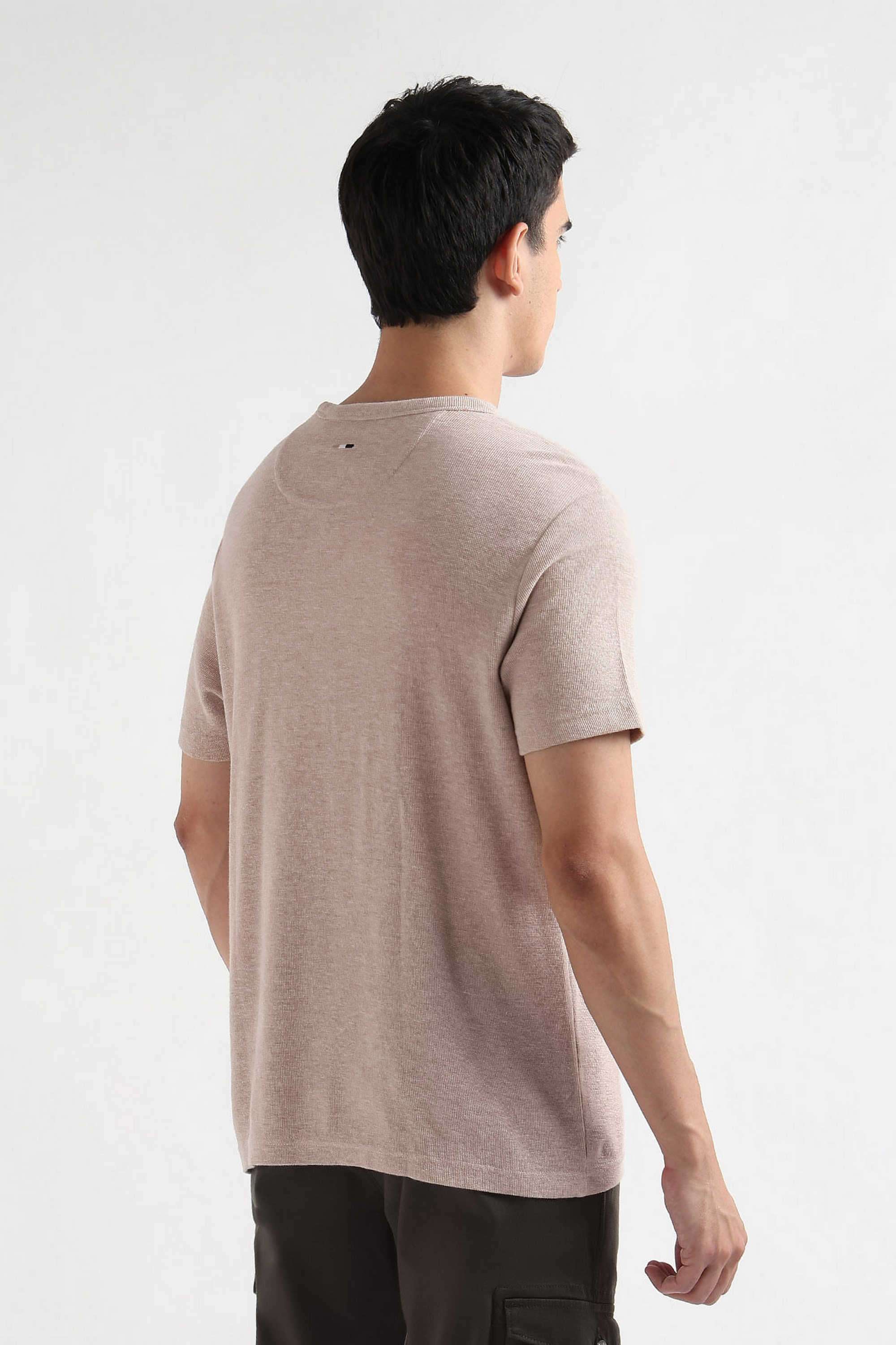 Solid-Cotton-Blend-Regular-Fit-Men-T-Shirt