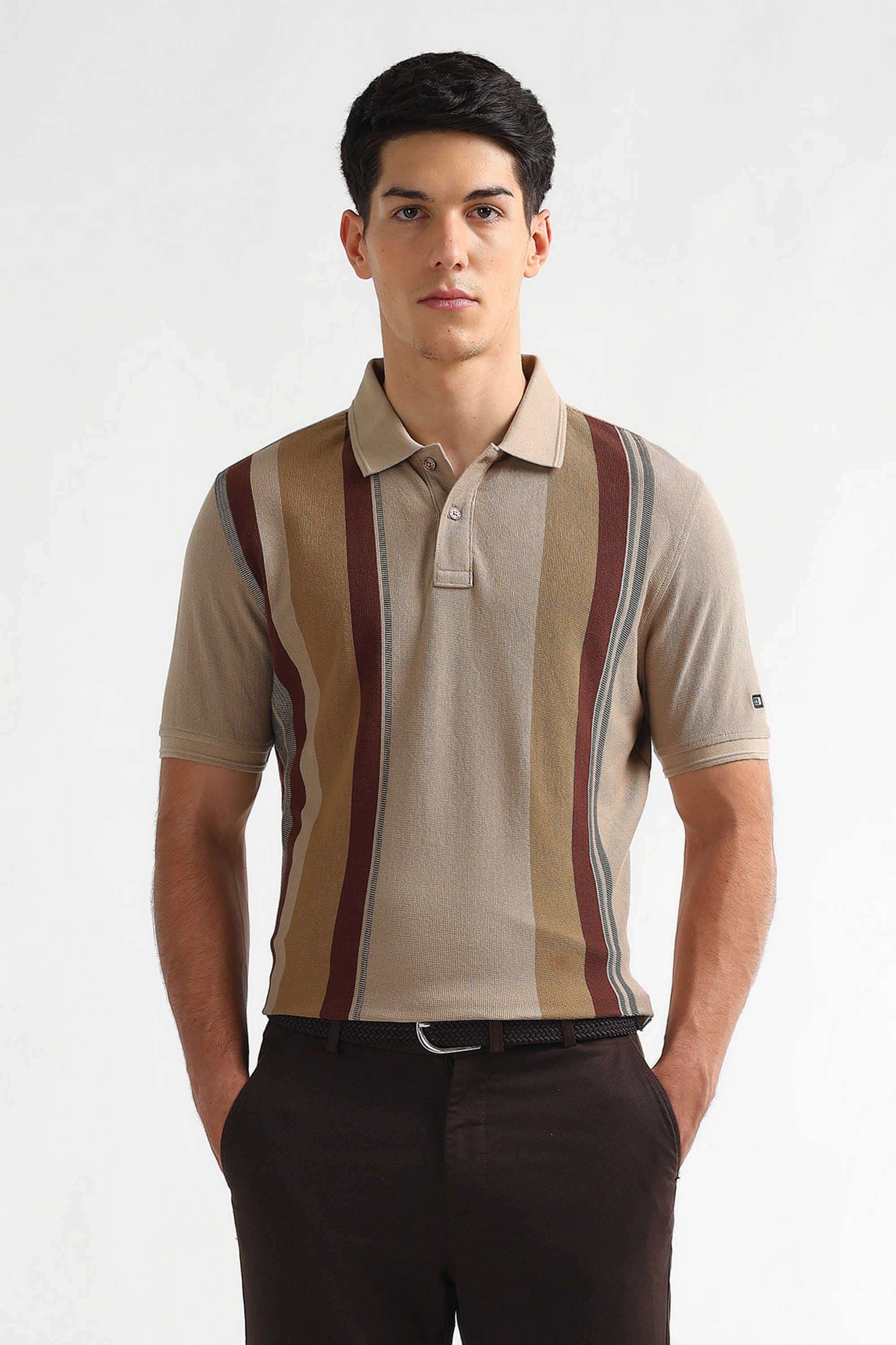 Stripes-Cotton-Blend-Regular-Fit-Men-Polo-T-Shirt