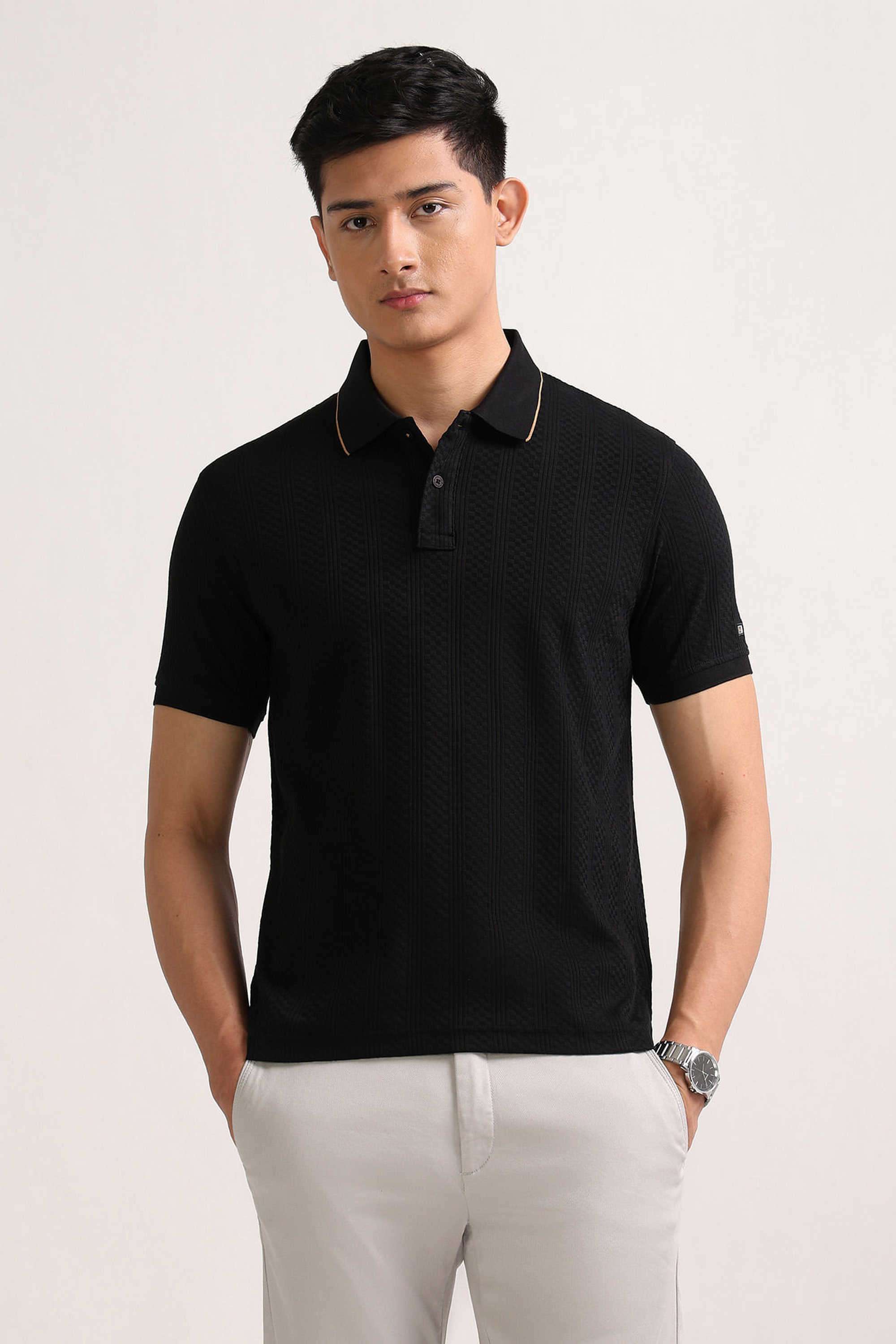 Solid-Cotton-Blend-Polo-Men-s-T-Shirt
