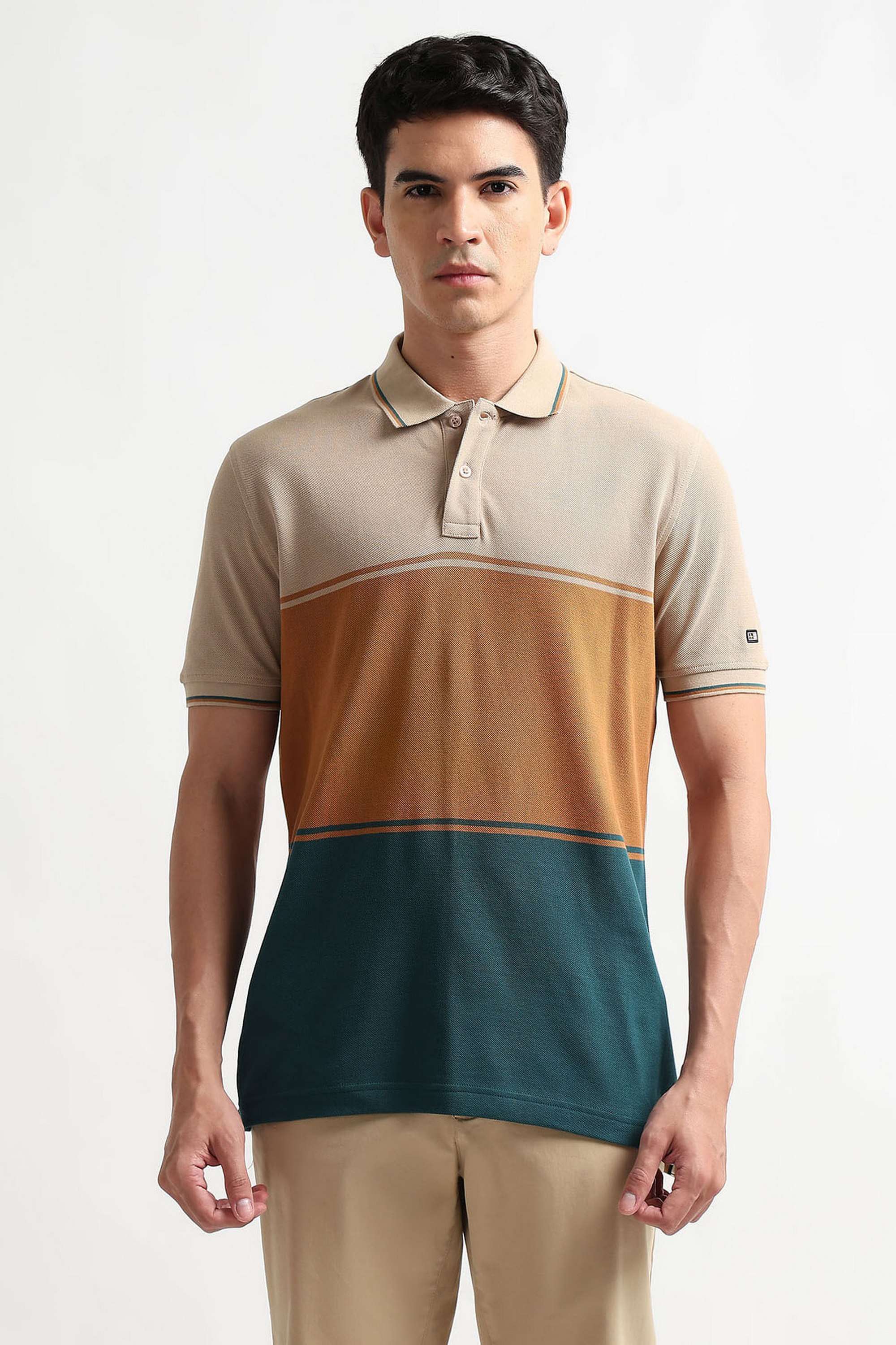 Color-Block-Cotton-Blend-Round-Neck-Men-s-T-Shirt