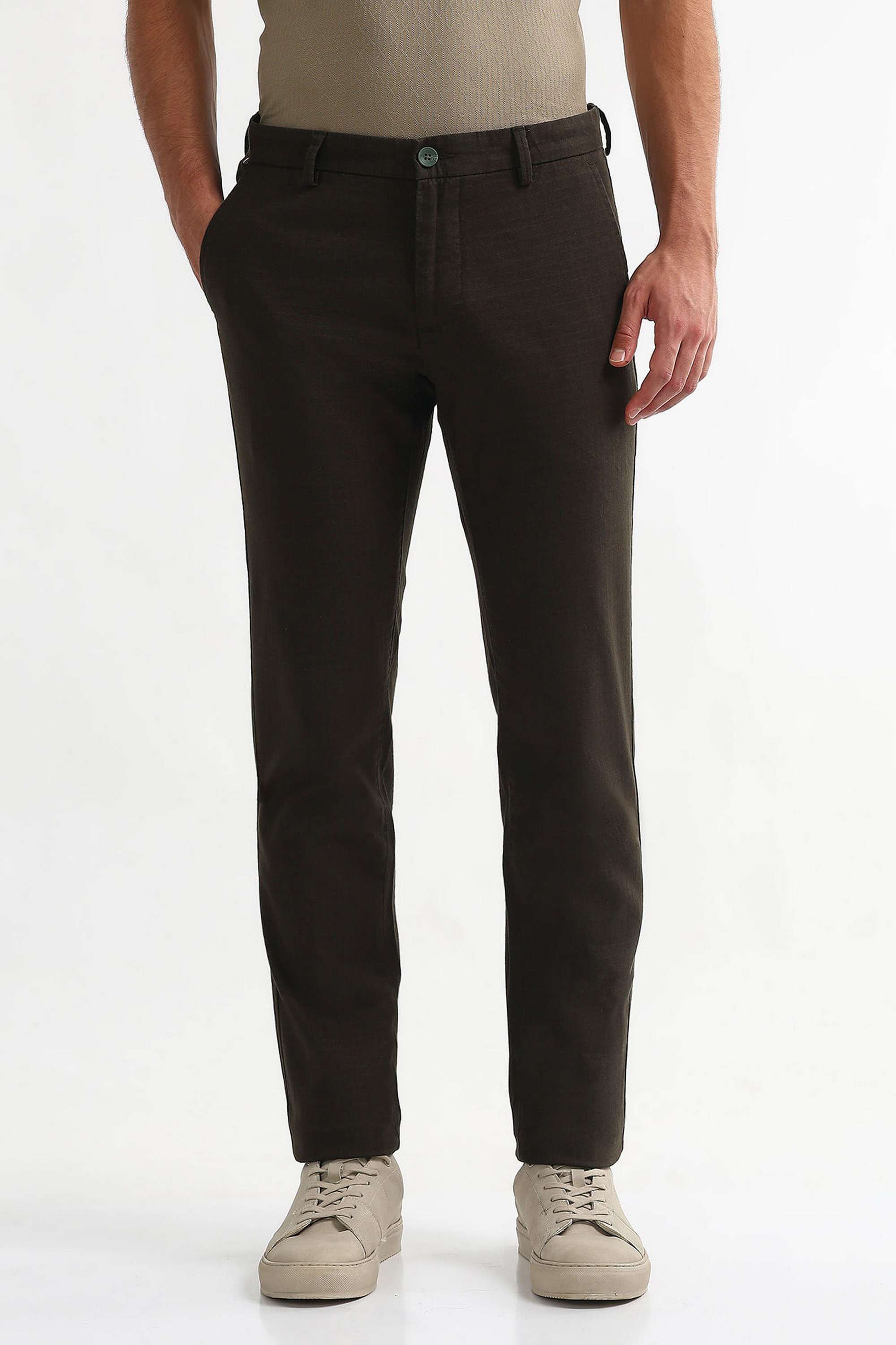 Textured-Cotton-Blend-Slim-Fit-Men-s-Casual-Wear-Trousers