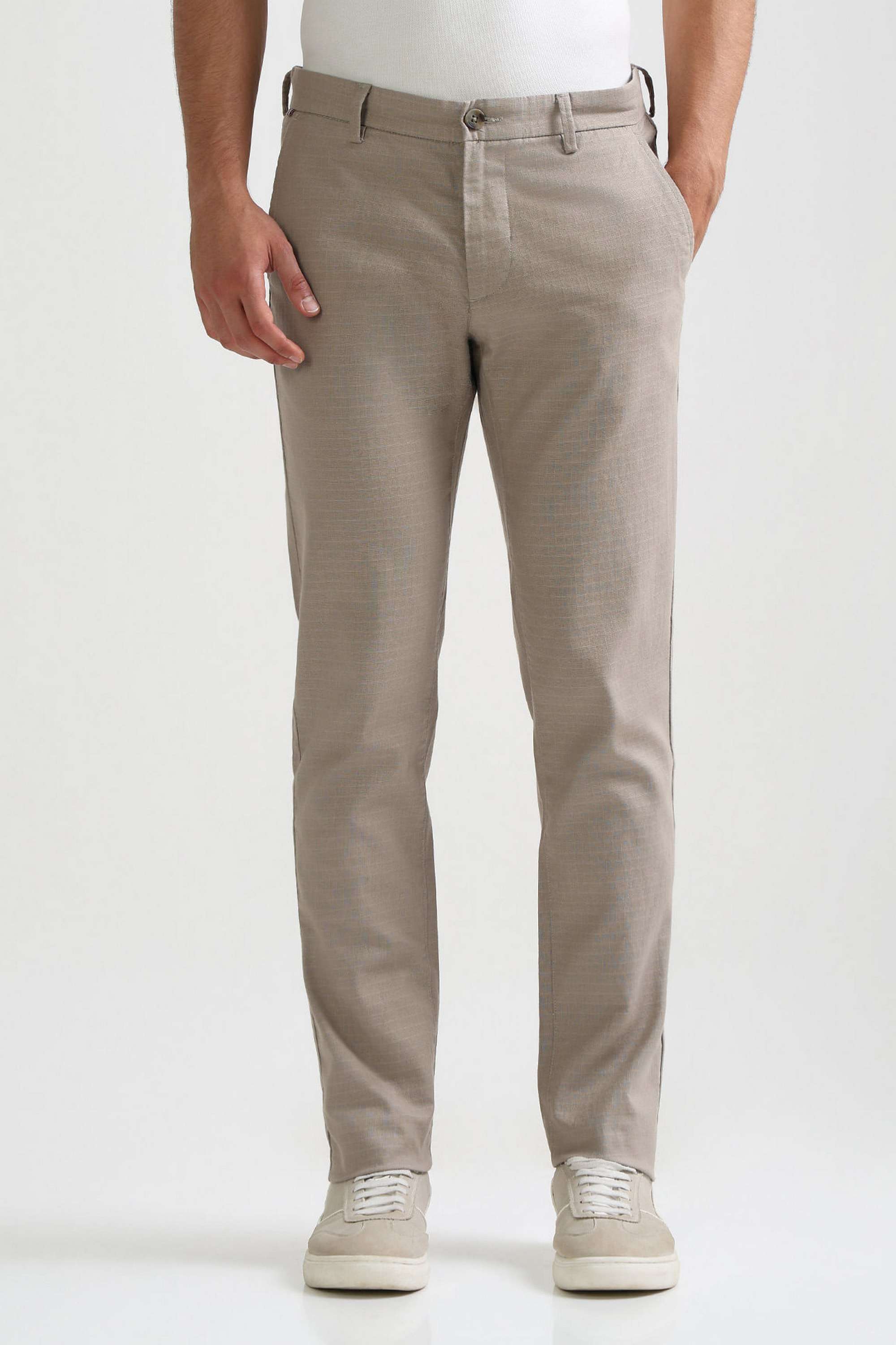 Textured-Cotton-Blend-Slim-Fit-Men-s-Casual-Wear-Trousers