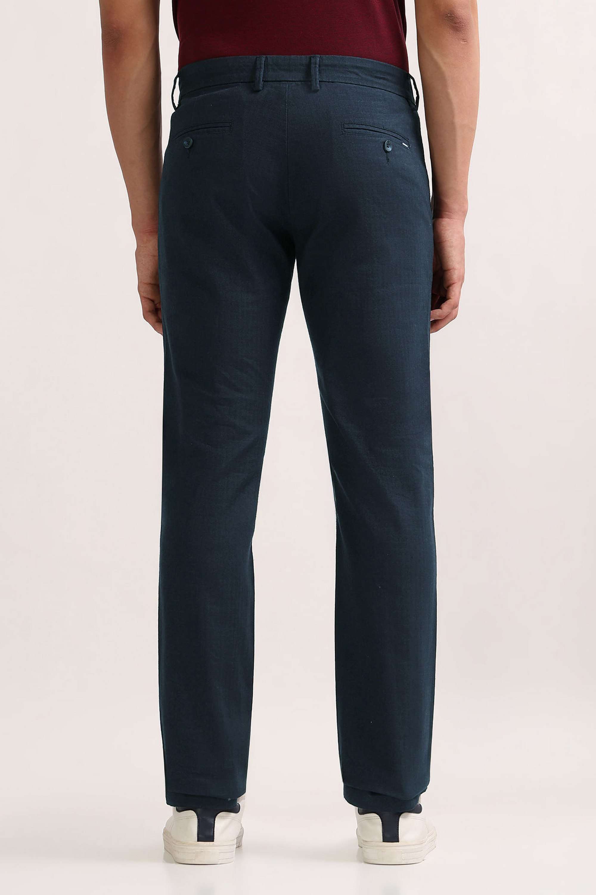 Checks-Cotton-Blend-Slim-Fit-Men-s-Casual-Wear-Trousers