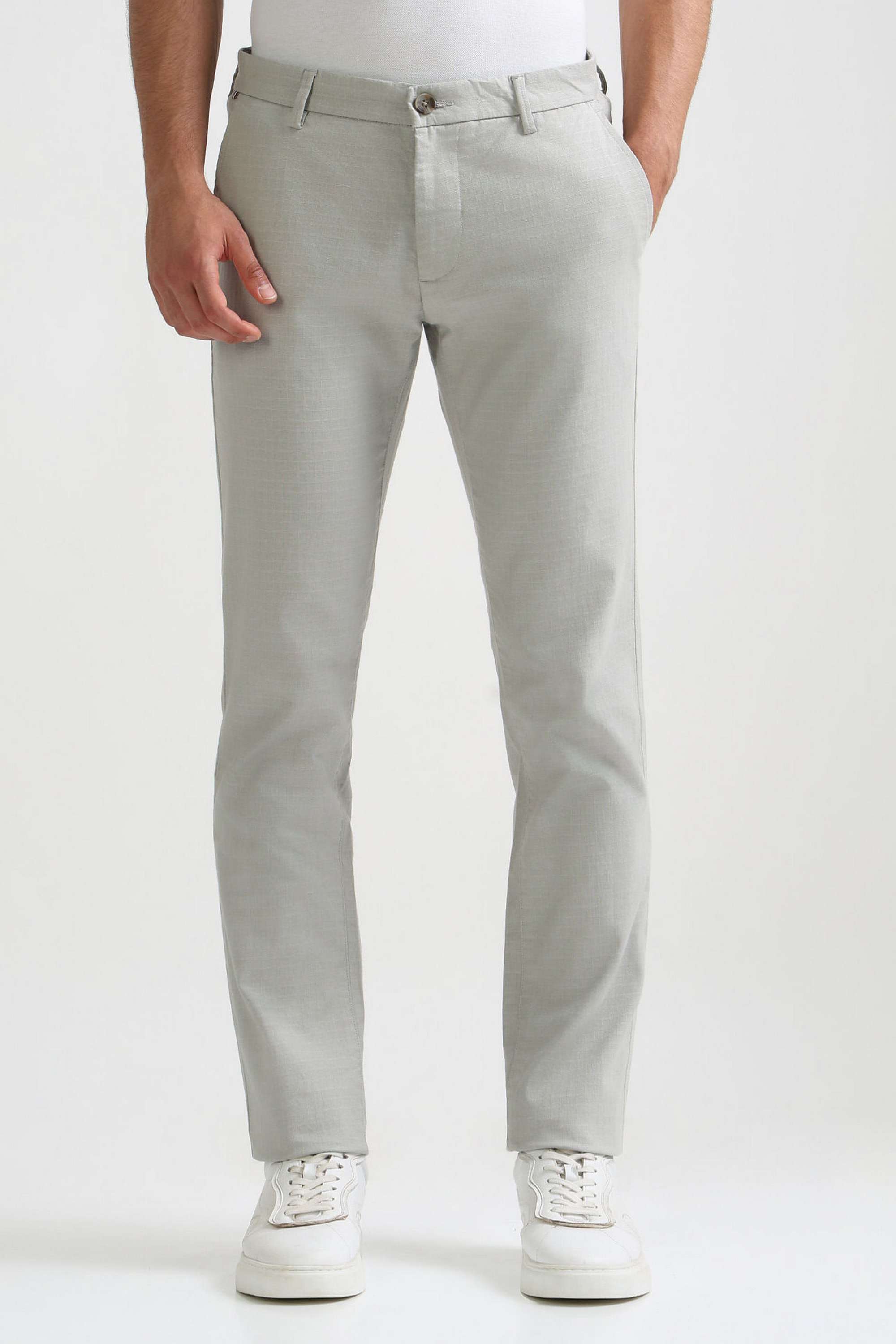Textured-Cotton-Blend-Slim-Fit-Men-s-Casual-Wear-Trousers