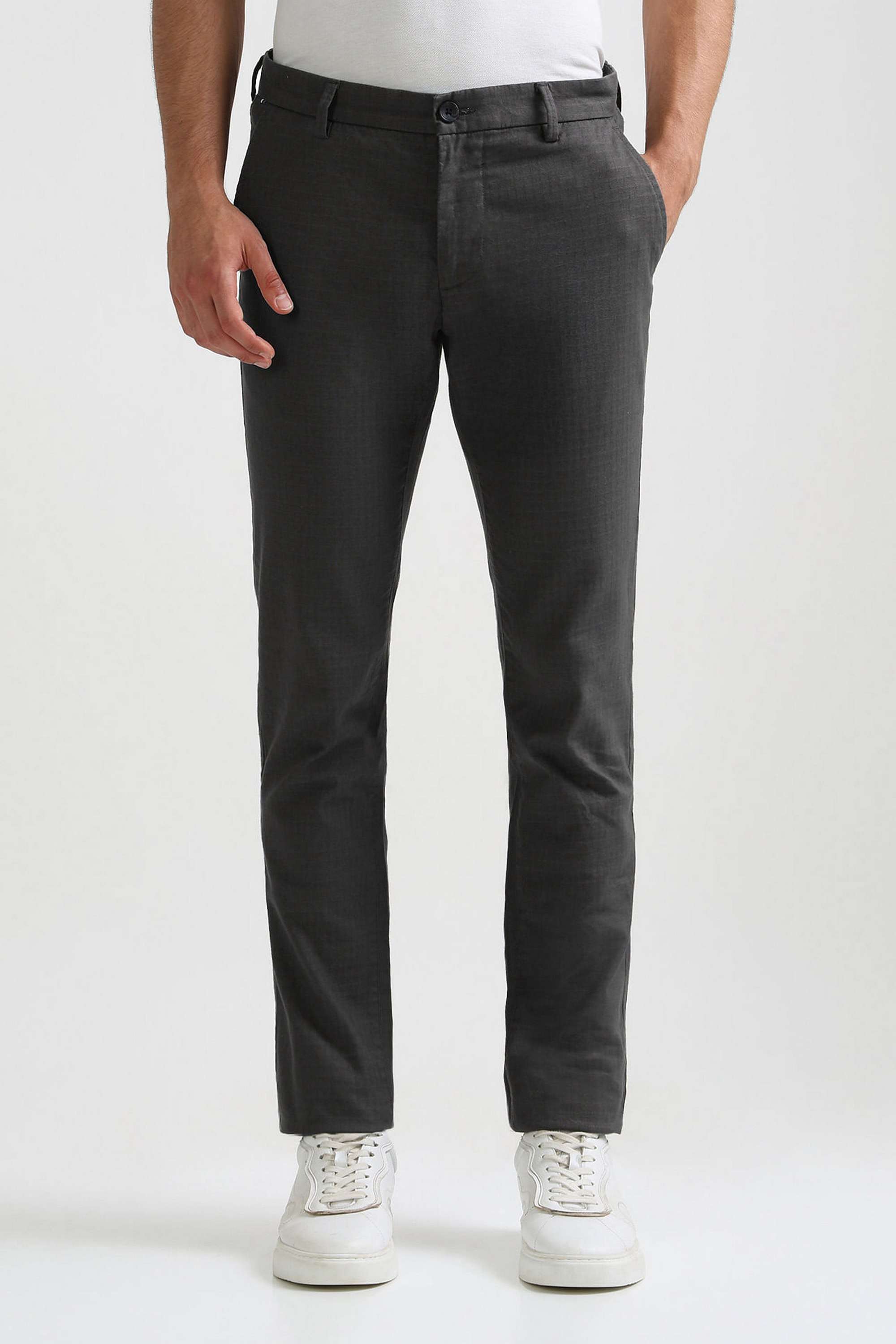 Textured-Cotton-Blend-Slim-Fit-Men-s-Casual-Wear-Trousers